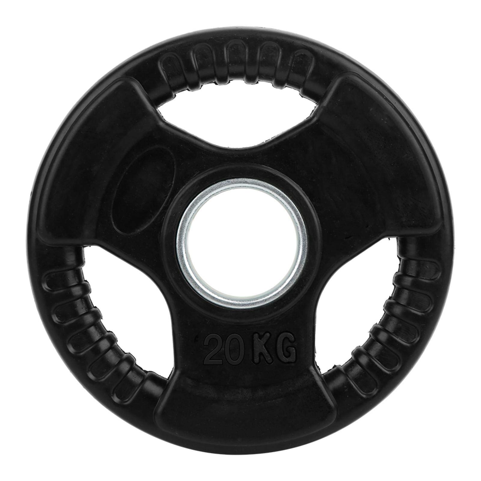 Black Non-Slip Rubber Coated Cast Iron Weight Plate - 20kg Olympic Barbell Disc for Weightlifting, Powerlifting, CrossFit & Home Gym Workouts - Perfect for Deadlifts, Squats & Strength Training
