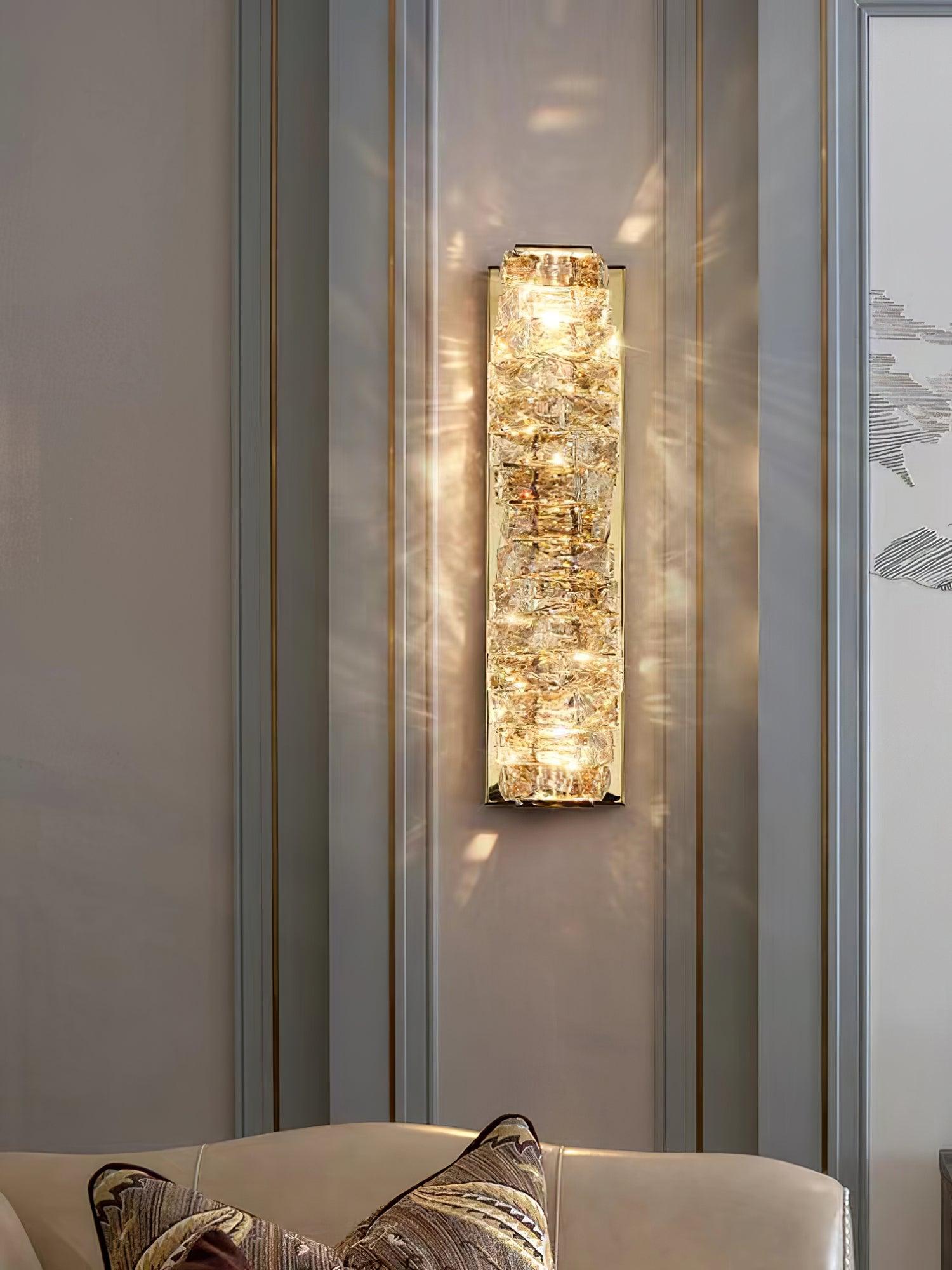 Laminated Crystal Wall Light - Elegant LED Sconce for Bedroom, Living Room & Hallway - Modern Home Decor Lighting Fixture