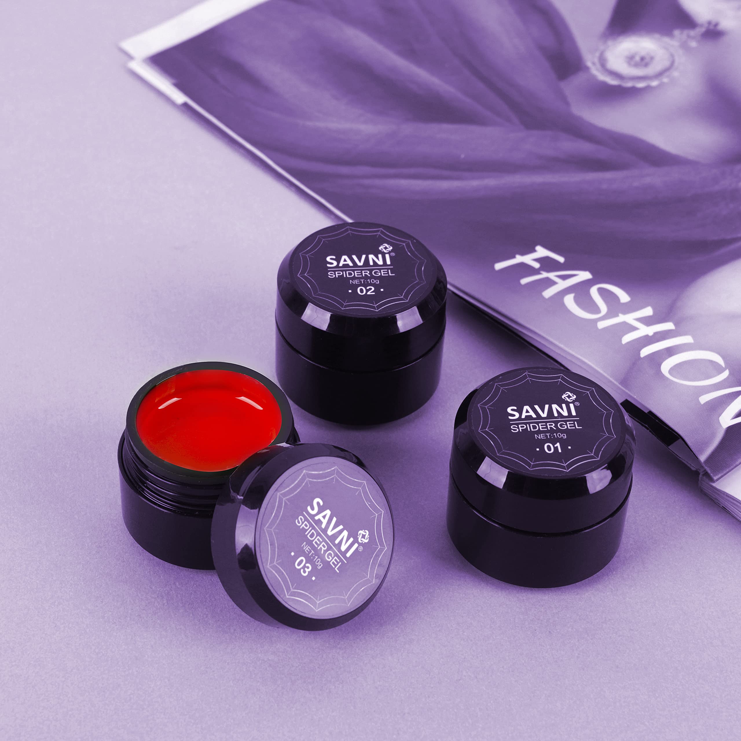 Savni Spider Gel Soft Gel UV/LED Nail Extension Kit - 10g Red Gel Polish for Professional Nail Art & Manicure - Perfect for Salon, Home Use & DIY Nail Designs