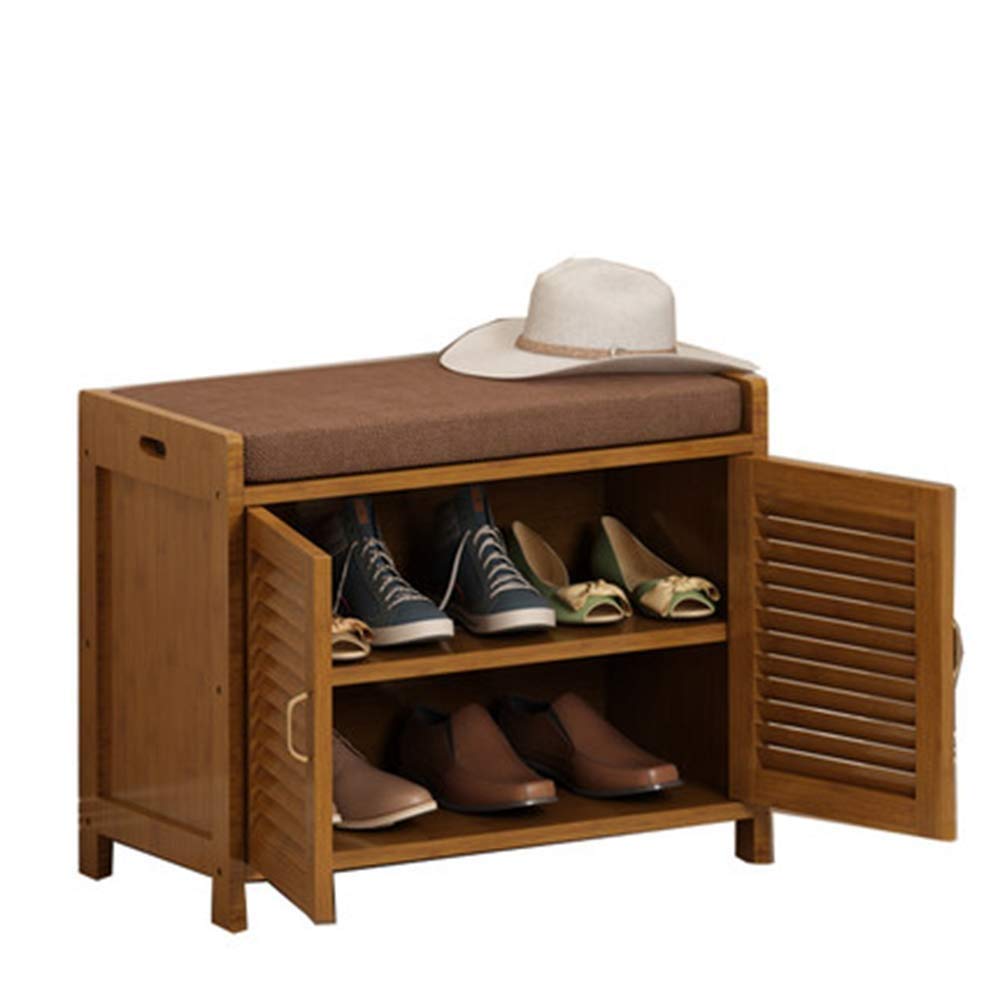 Bamboo Shoe Rack Bench with Storage Seat Cushion - Multifunctional Entryway Organizer for Home, Living Room & Bedroom - Perfect for Changing Shoes & Storing Footwear