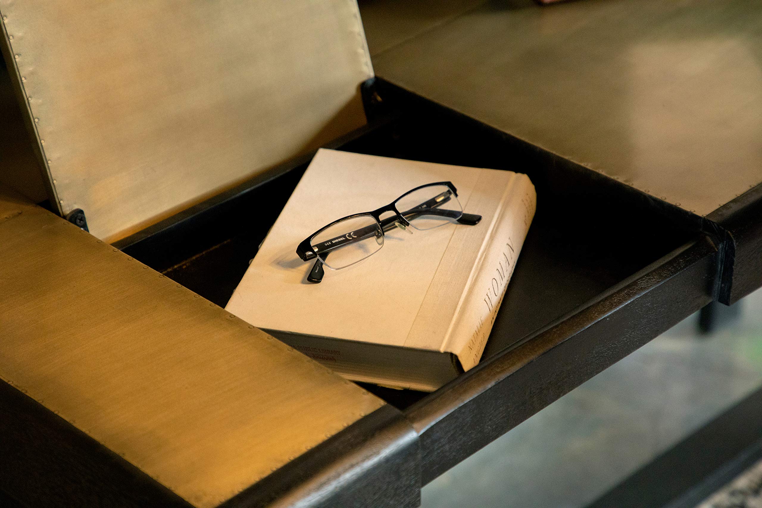 Coaster Home Furnishings Purston Hidden Storage Writing Desk - Black and Brass Finish (991022) - Perfect for Home Office, Study Room & Small Spaces