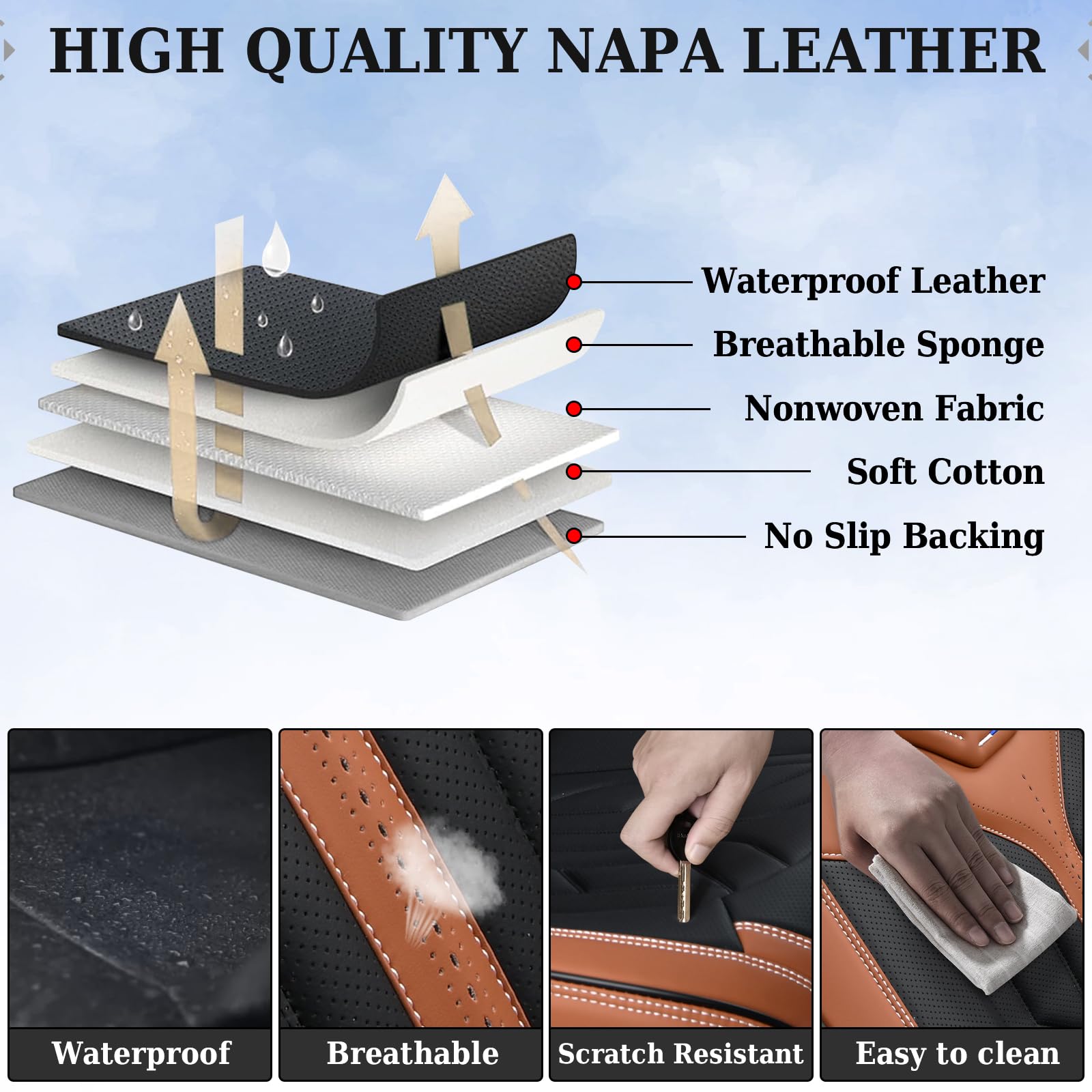 Premium Leather Front Seat Covers for Cars - Universal Fit for Sedans, SUVs & Pickup Trucks | Car Seat Protectors & Accessories in Black & Brown | Perfect for Daily Commute, Road Trips & Vehicle Protection