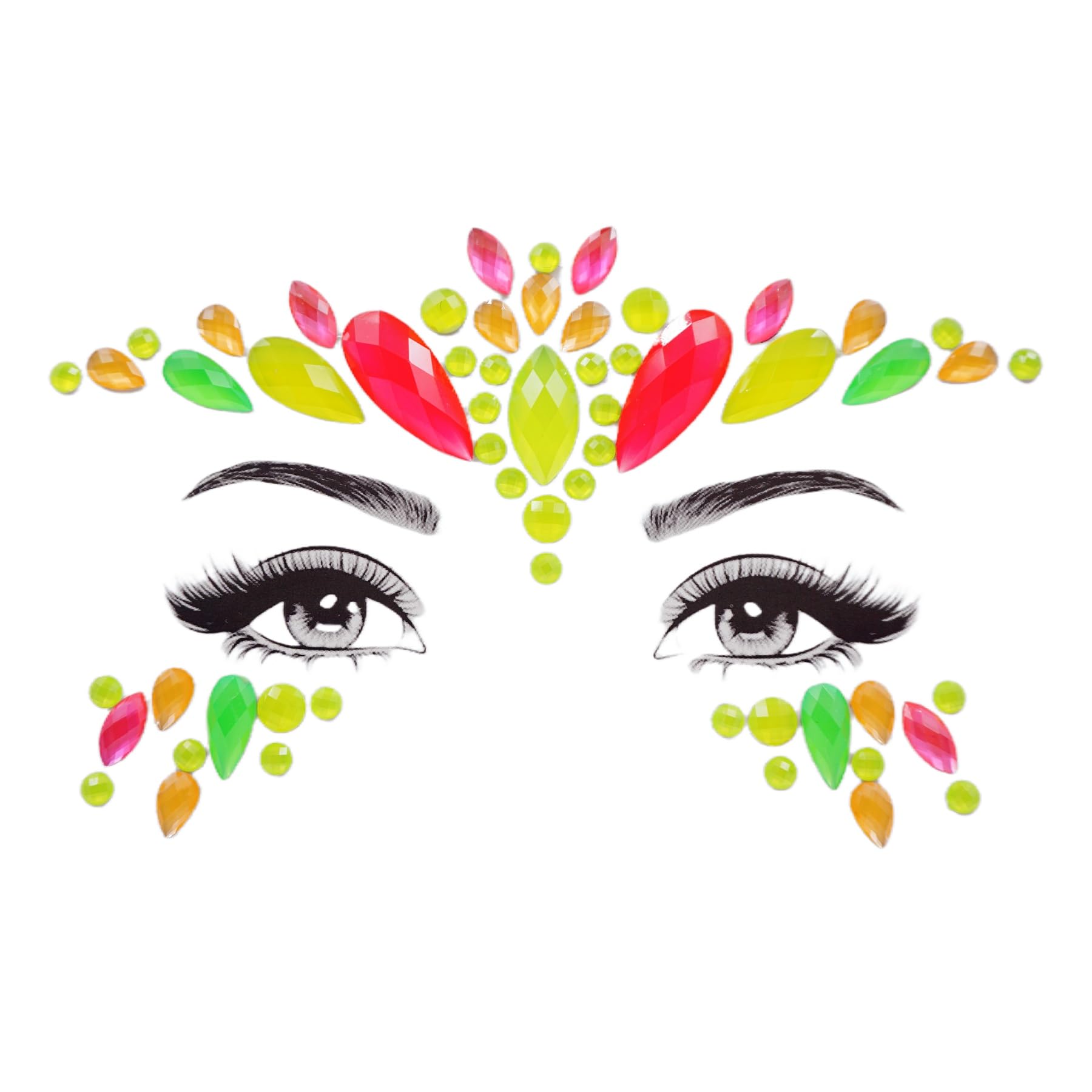 Topz Neon Face Jewels & Body Gems - Rainbow Crystal Rhinestone Stickers for Christmas Makeup, Festival Glitter & Temporary Tattoos | Perfect for Raves, Concerts, Halloween & Costume Parties
