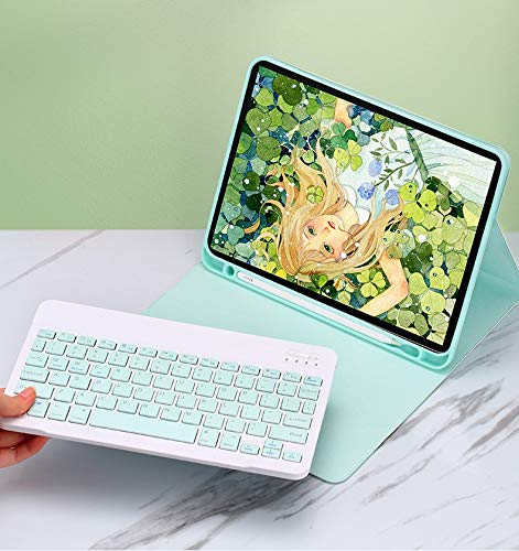 Backlit Bluetooth Keyboard Case for iPad Air 5th & 4th Gen 10.9 inch - Ultra Thin Lightweight Smart Cover with Color Key Caps & Pencil Holder (Mint Green) | Perfect for Work, Study, and Travel