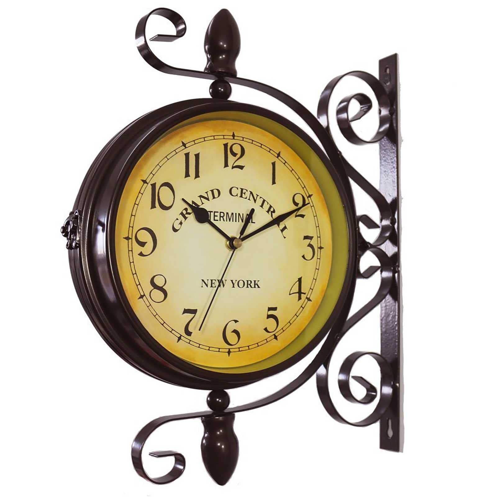 Vintage Double Sided Wall Clock - Retro Battery Operated Silent Decorative Clock with Stand | 8-Inch Side Mount Home Décor | Perfect for Living Room, Bedroom & Office