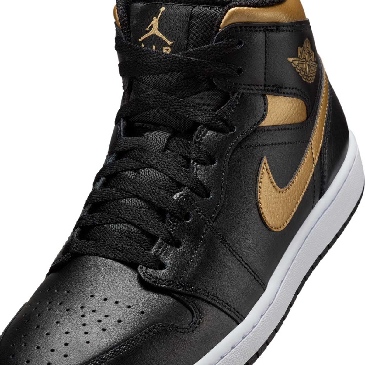 Air Jordan 1 Mid 'Black Metallic Gold' Basketball Shoes - Men's High-Top Sneakers for Streetwear & Casual Style | Perfect for Basketball, Gym & Everyday Fashion