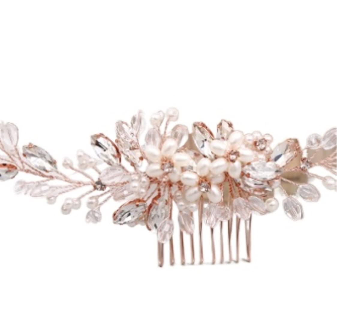 Elegant Gold Bridal Hair Comb with Floral Design - Wedding Hair Accessory for Brides, Bridesmaids & Formal Events - Perfect for Weddings, Proms & Special Occasions