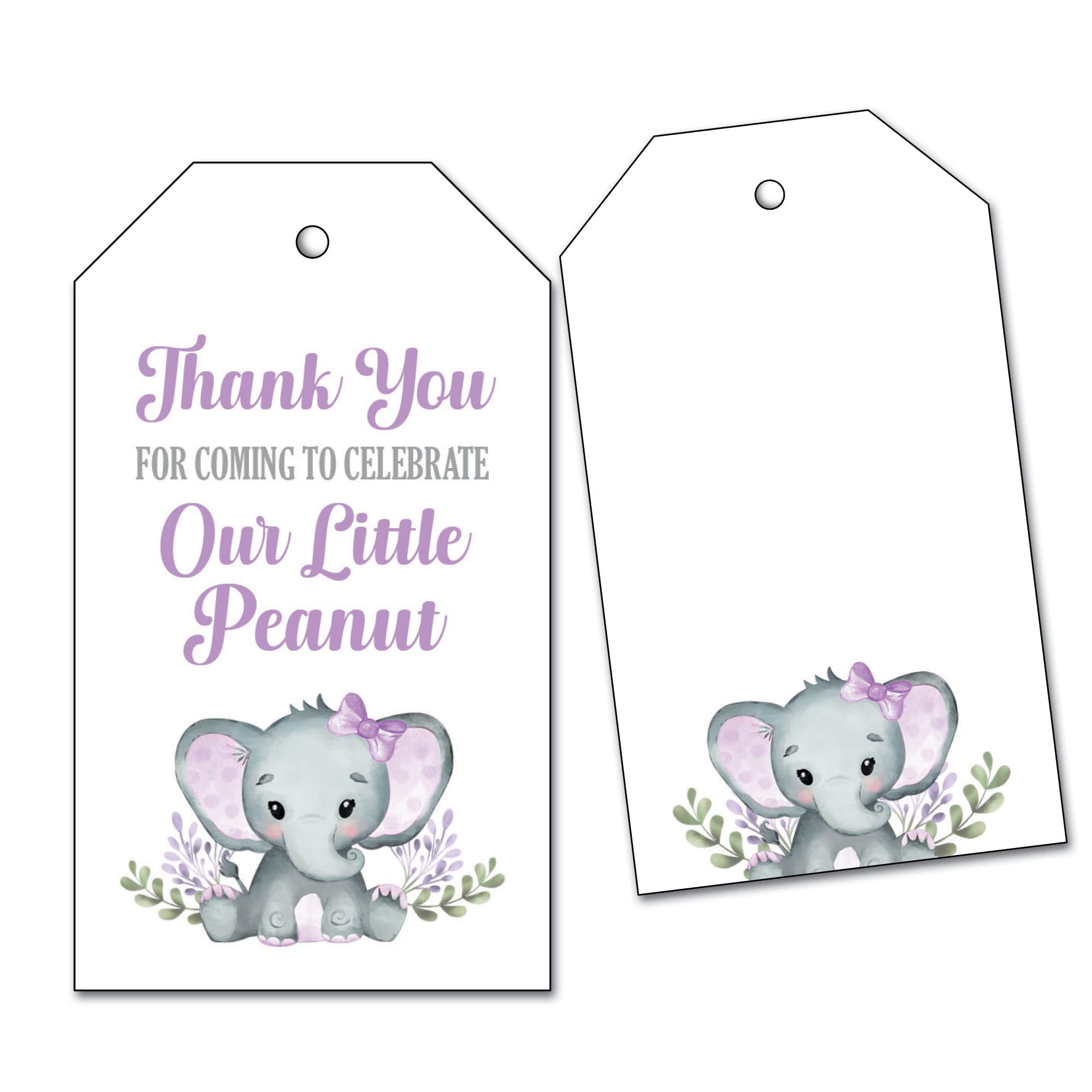 25 Pack Elephant Baby Shower Favor Tags - 