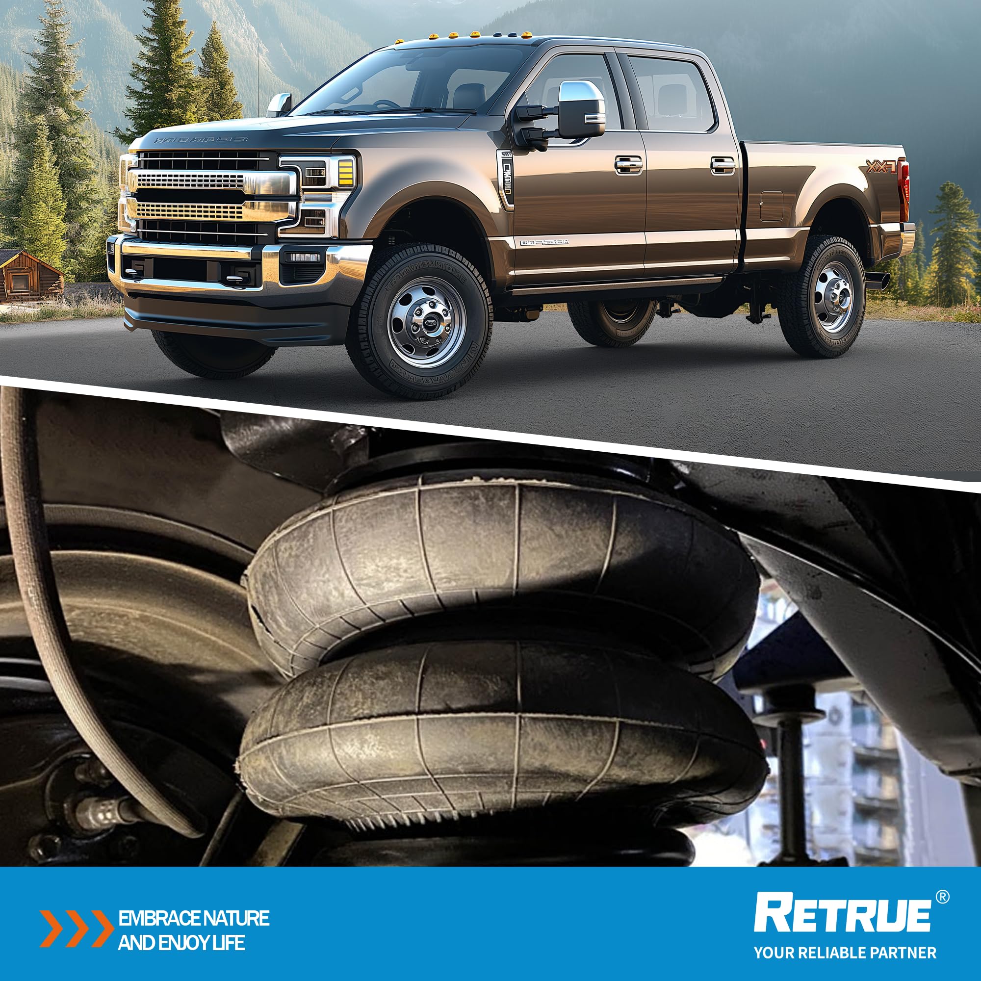 2017-2023 Ford F250 F350 F450 Rear Air Suspension Kit - 5000 Lbs Load Leveling Capacity - Replacement for Firestone 2625 Ride Rite Airbags - Heavy Duty Towing & Hauling for Pickup Trucks - Perfect for Off-Roading, Work Sites & Long-Distance Travel