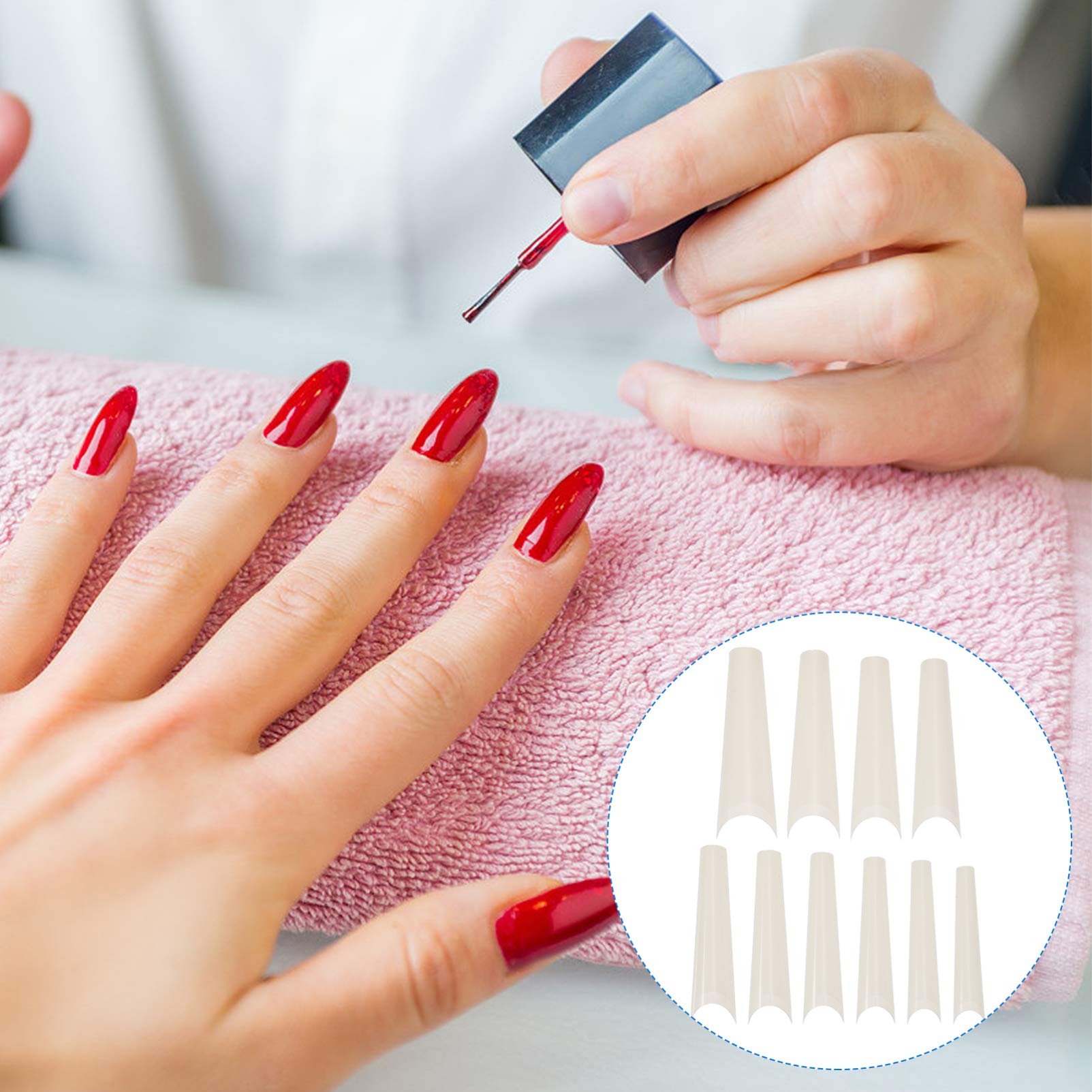 Minkissy 500pcs French False Nails - Acrylic Stiletto Fake Nail Tips with Gel for Manicure | Perfect for Parties, Weddings, and Special Occasions