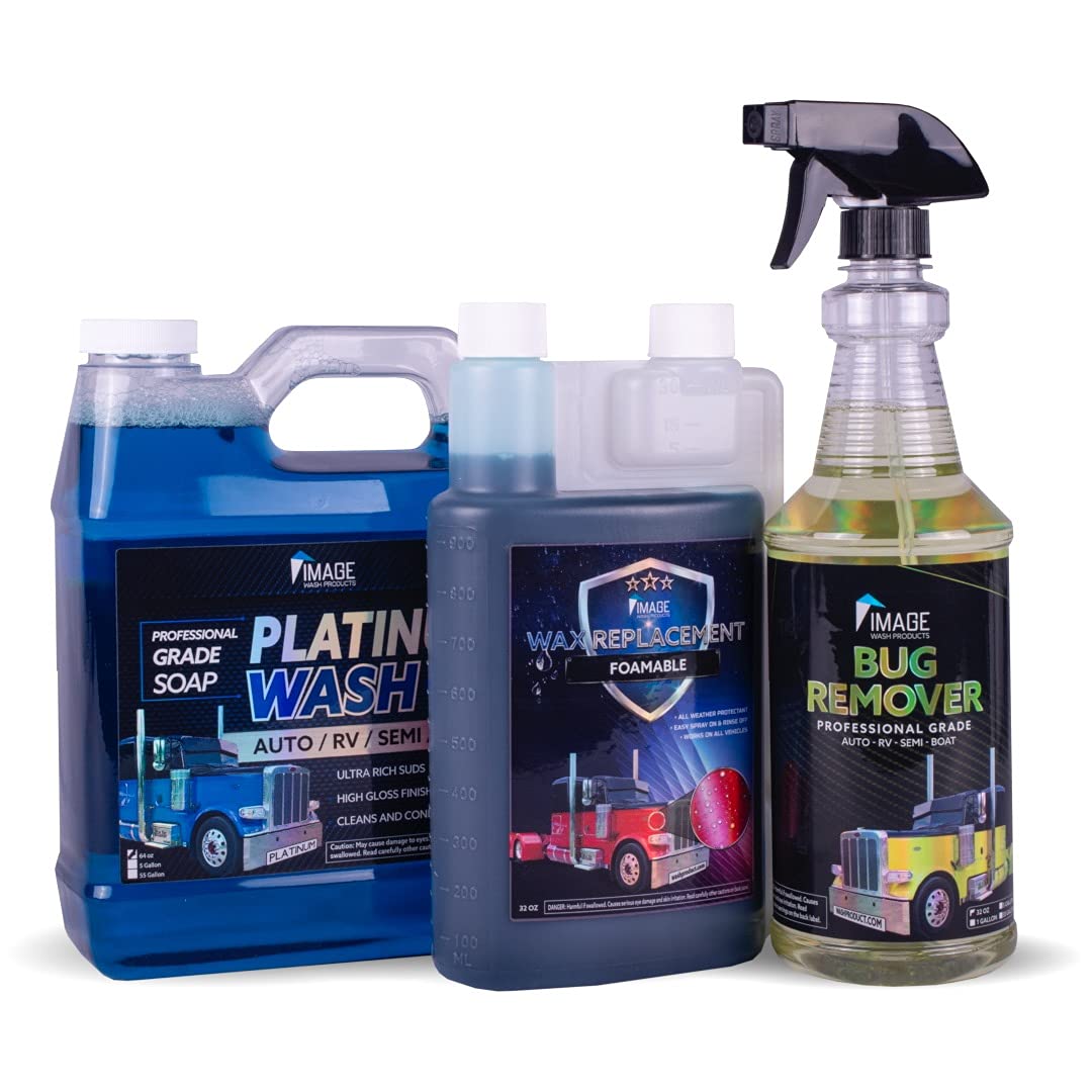 Bug Remover & Car Wash Kit - Platinum Wash Soap, Wax Replacement & Foam Coating (Small Sampler) - Safe Concentrate for Stain Removal & Vehicle Shine - Perfect for Car Detailing, RV Cleaning & Motorcycle Care