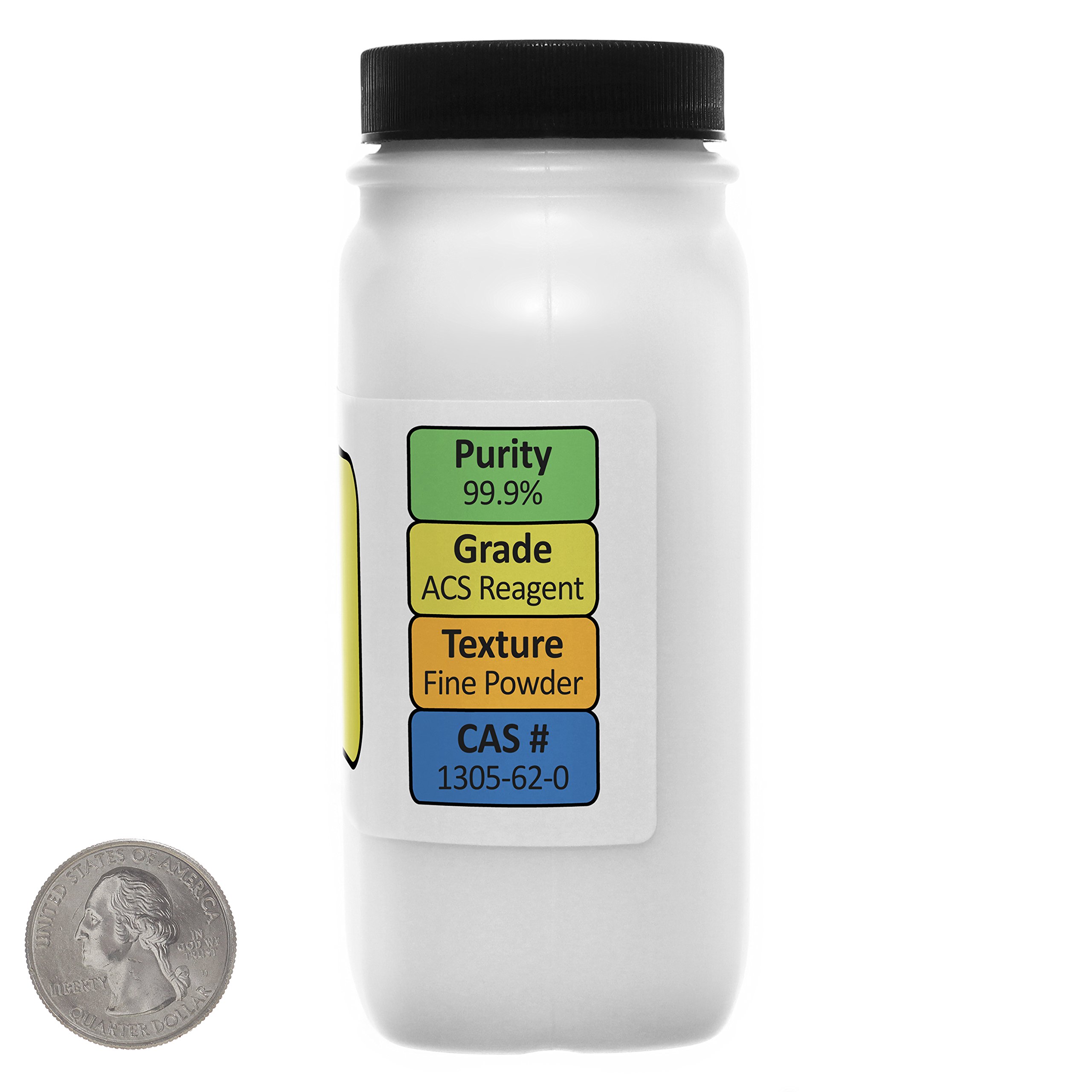 99.9% Pure Calcium Hydroxide [Ca(OH)2] ACS Grade Powder - 8 Oz (Two Space-Saver Bottles) for Food Preparation, Water Treatment & Chemical Labs