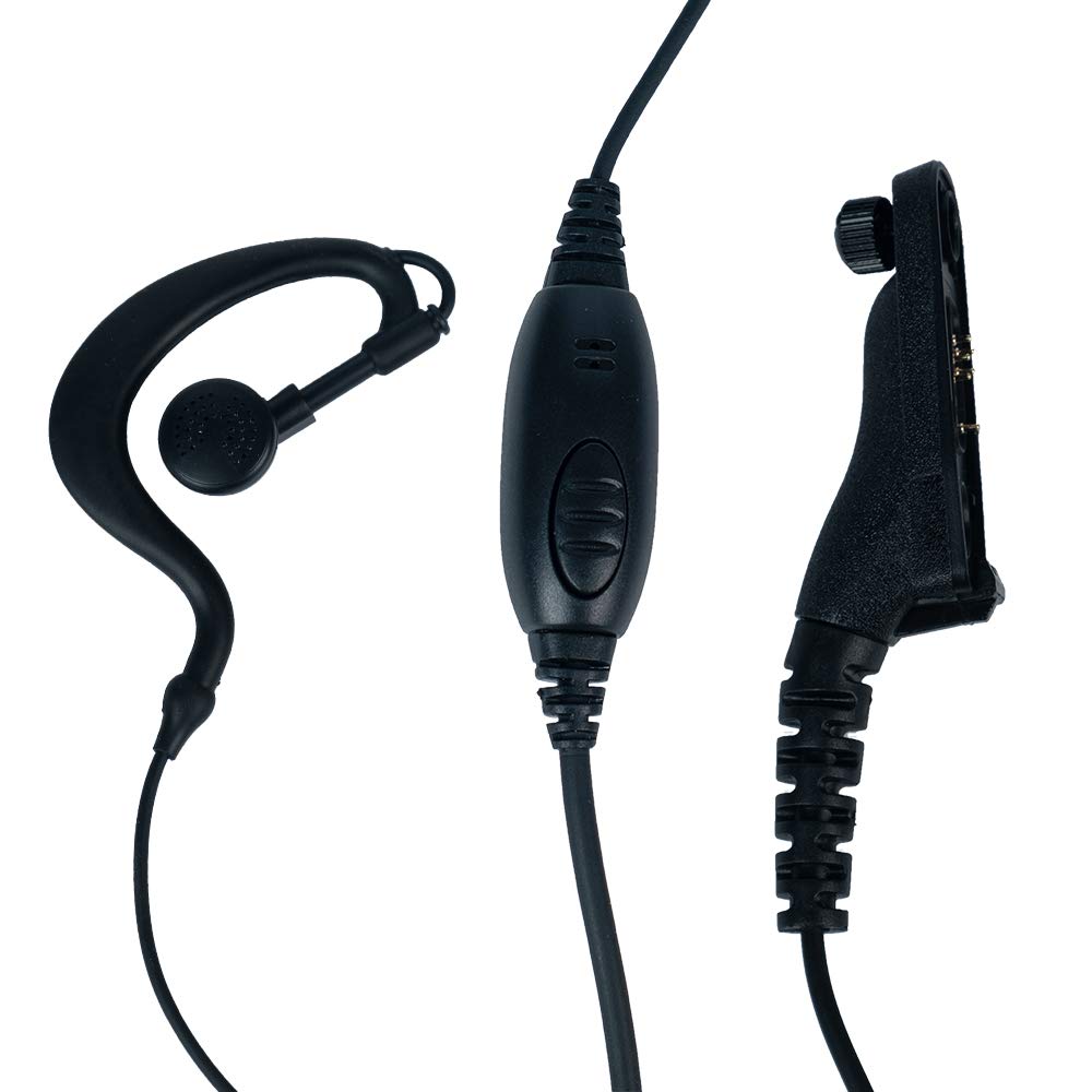 APX6000 Earpiece Headset with Noise-Canceling MIC & PTT Button - Compatible with Motorola XPR6550 XPR7550 XPR7580 Walkie Talkies (Black) - Ideal for Security, Construction & Event Staff Communication