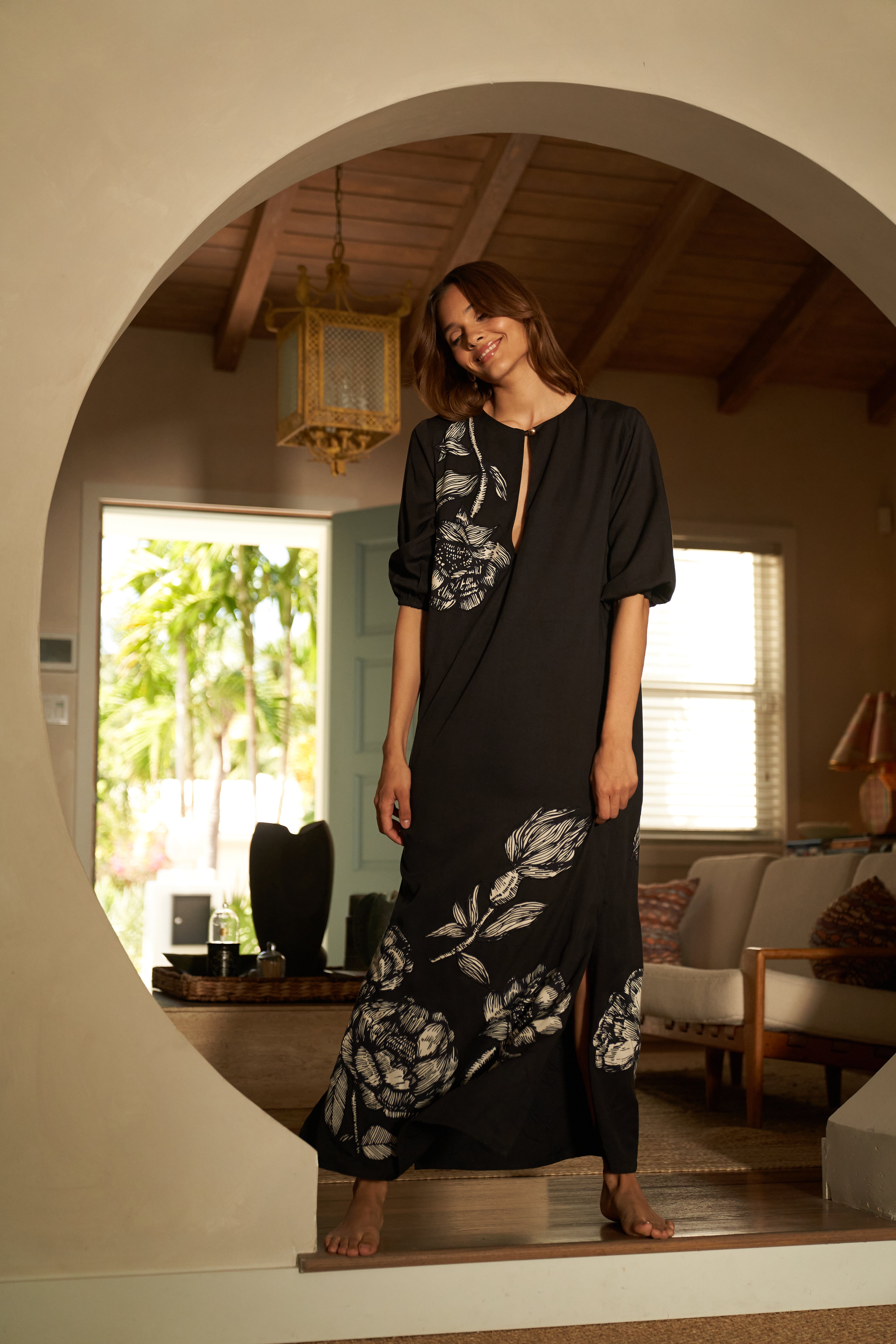 Hera Women's Kaftan Dress - Flowy Boho Maxi Dress with V-Neck & Side Slits | Perfect for Beach Vacation, Summer Outfits, and Casual Wear