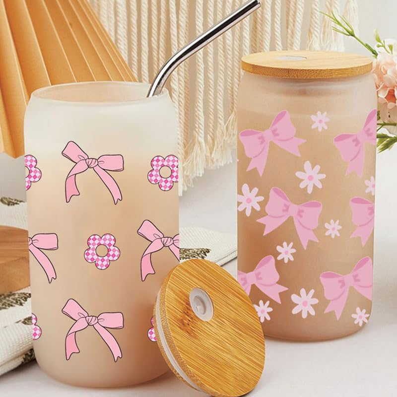 UV DTF Cup Wrap for 16oz Glass Tumblers - Cute Cartoon Water Bottle Decal Stickers - DIY Tumbler Wrap Transfer for Kids, Teens & Adults - Perfect for Custom Cups, Gifts & Party Favors