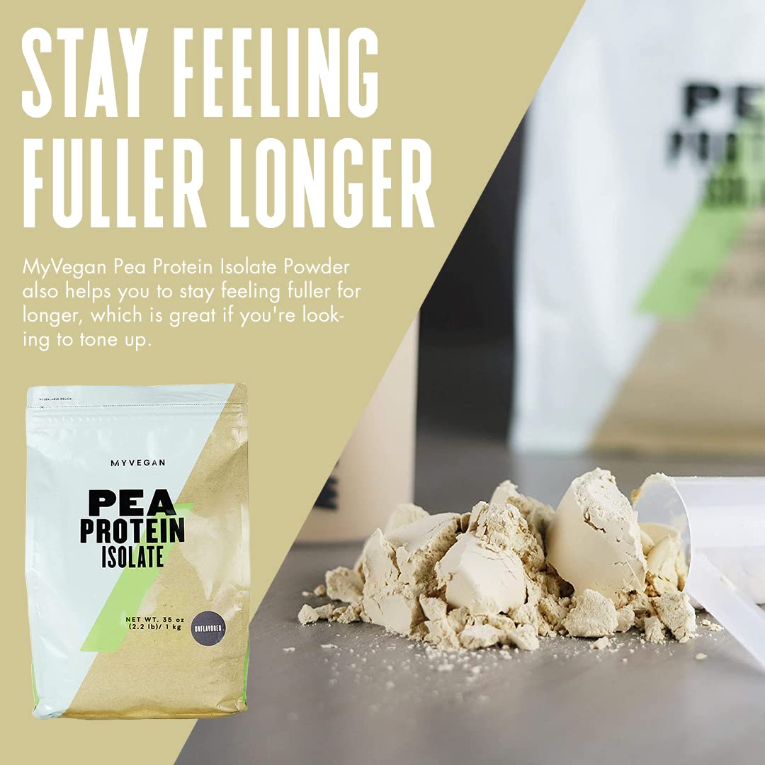 MyVegan Pea Protein Isolate Powder - 100% Plant-Based Vegan Protein Supplement - Gluten Free, Sugar Free, Dairy Free - 2.2lb (40 Servings) - Unflavored for Smoothies, Baking & Post-Workout Recovery