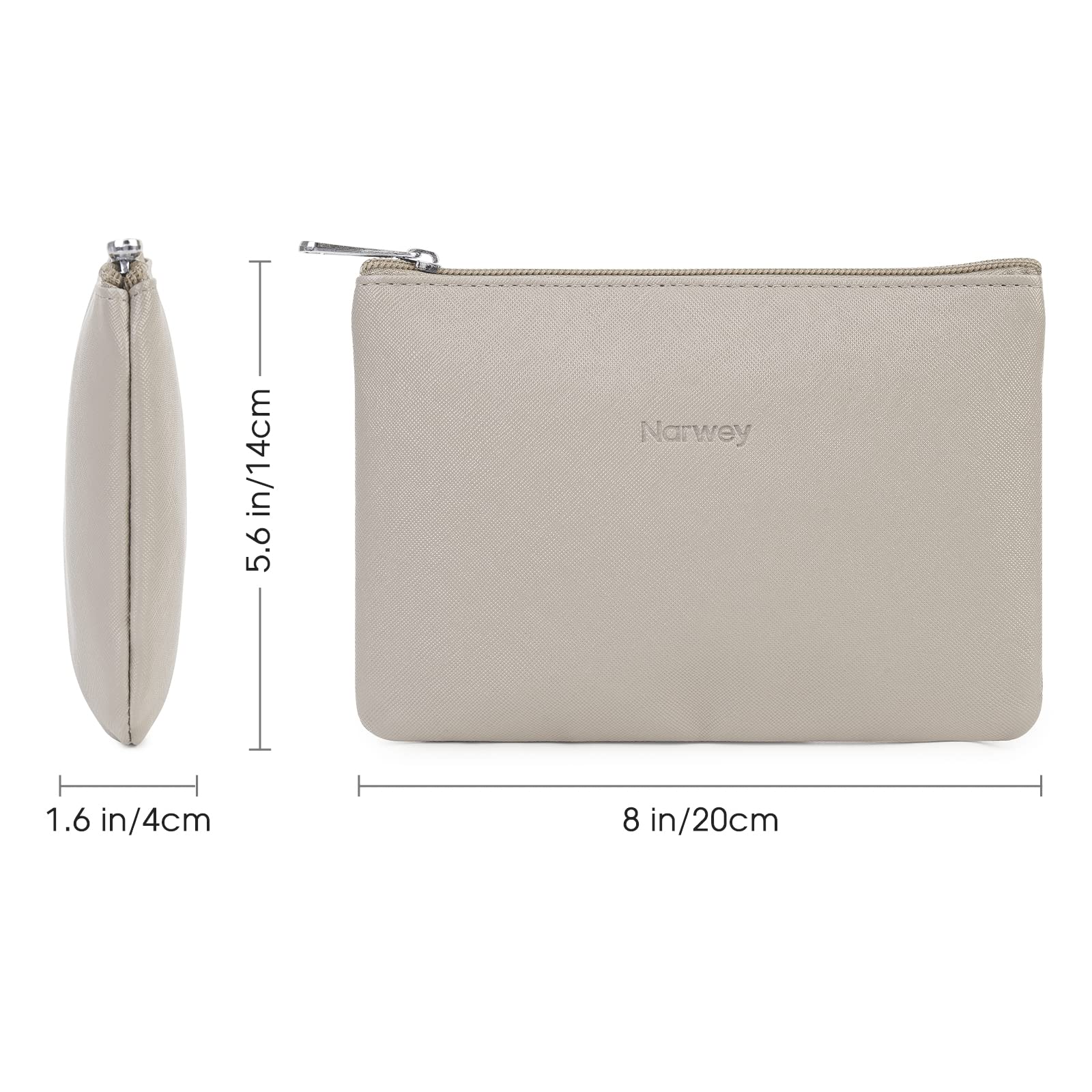 Vegan Leather Mini Makeup Bag for Women - Travel & Purse Cosmetic Pouch (Brown)