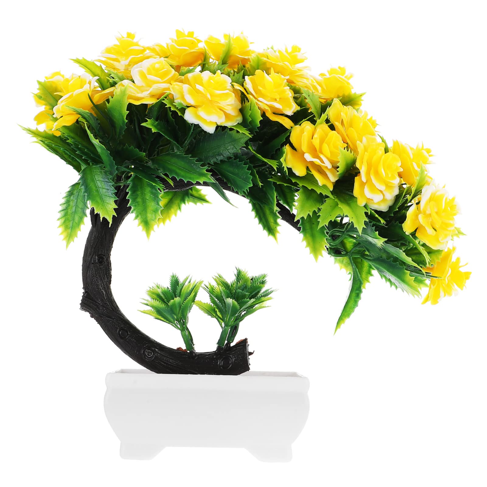 YARNOW Artificial Potted Peony Plants - Realistic Faux Greenery Bonsai for Home & Office Decor - Small Fake Plant in Pot for Tabletop, Shelf, and Indoor Decoration (Yellow)