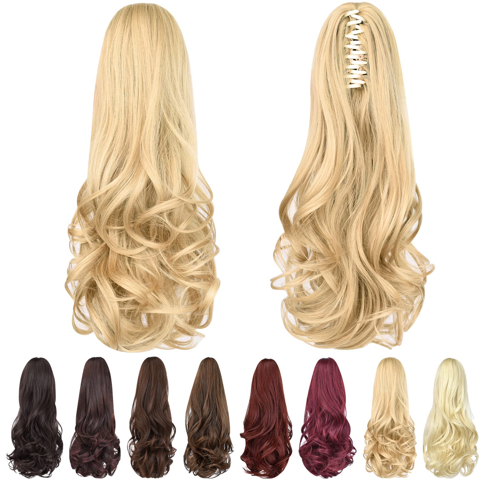 Natural Straight Ponytail Hair Extension with Claw Clip - Seamless Blonde Brown Black Hairpiece for Women - Perfect for Parties, Weddings & Everyday Styling