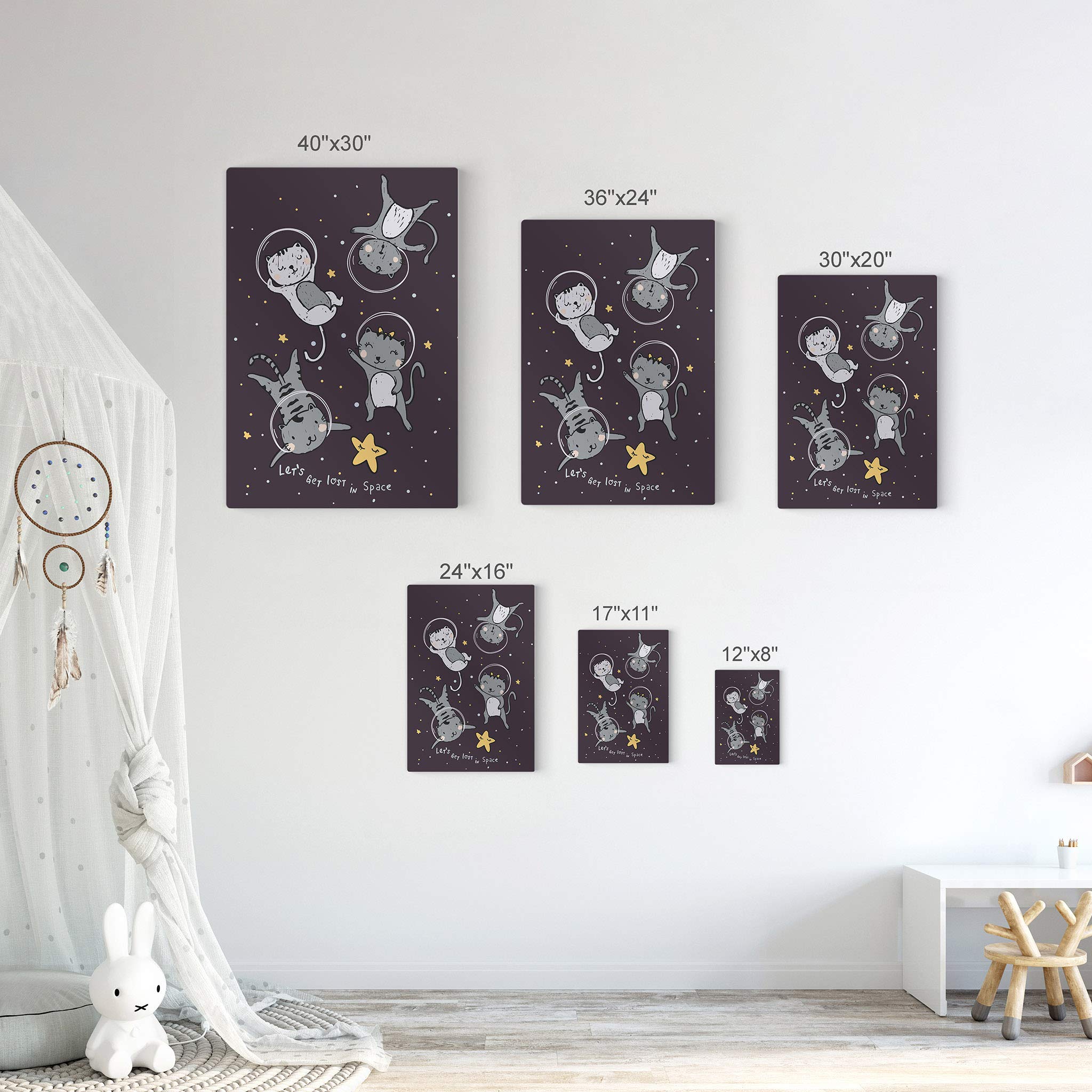 Astronaut Cats in Space Metal Wall Art - 12x8 Inch Kids Room Decor, Nursery Decor, Baby Room Wall Art | Unique Space-Themed Home Decor for Children's Bedroom & Playroom | Made in USA