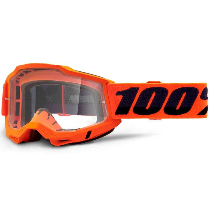 100% Accuri 2 MX Goggles with Clear Lens - Dirt Bike, ATV & Motocross Protective Eyewear for Off-Road Riding & Racing