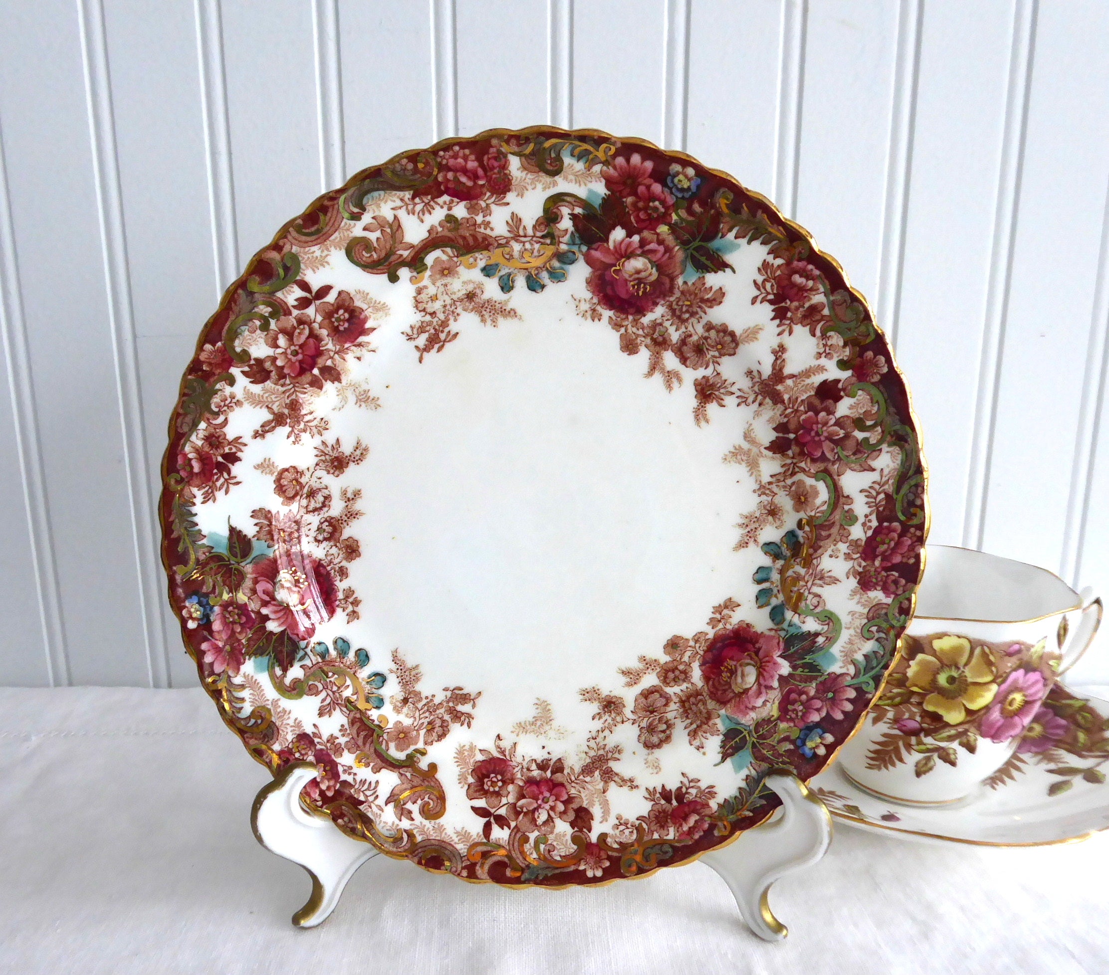 Imari Victorian Transferware Tea Plate - Radfords Gorgeous 1890s Polychrome Floral Design Antique English China - Perfect for Afternoon Tea, Vintage Table Setting & Collectible Home Decor