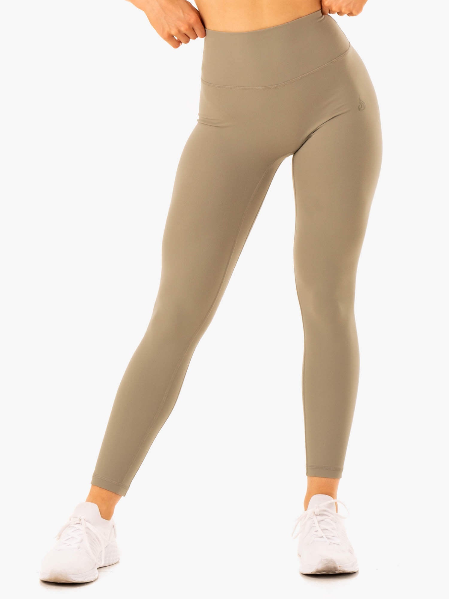 NKD Refine High Waisted Yoga Pants for Women - Tummy Control Workout Leggings - Comfortable Stretchy Khaki Activewear for Gym, Running & Lounge Wear