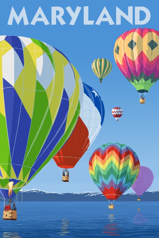 Maryland Hot Air Balloons Metal Wall Art - 24x36 Gallery Quality Aluminum Decor for Home & Office - Perfect for Living Room, Bedroom, or Office Wall Decor