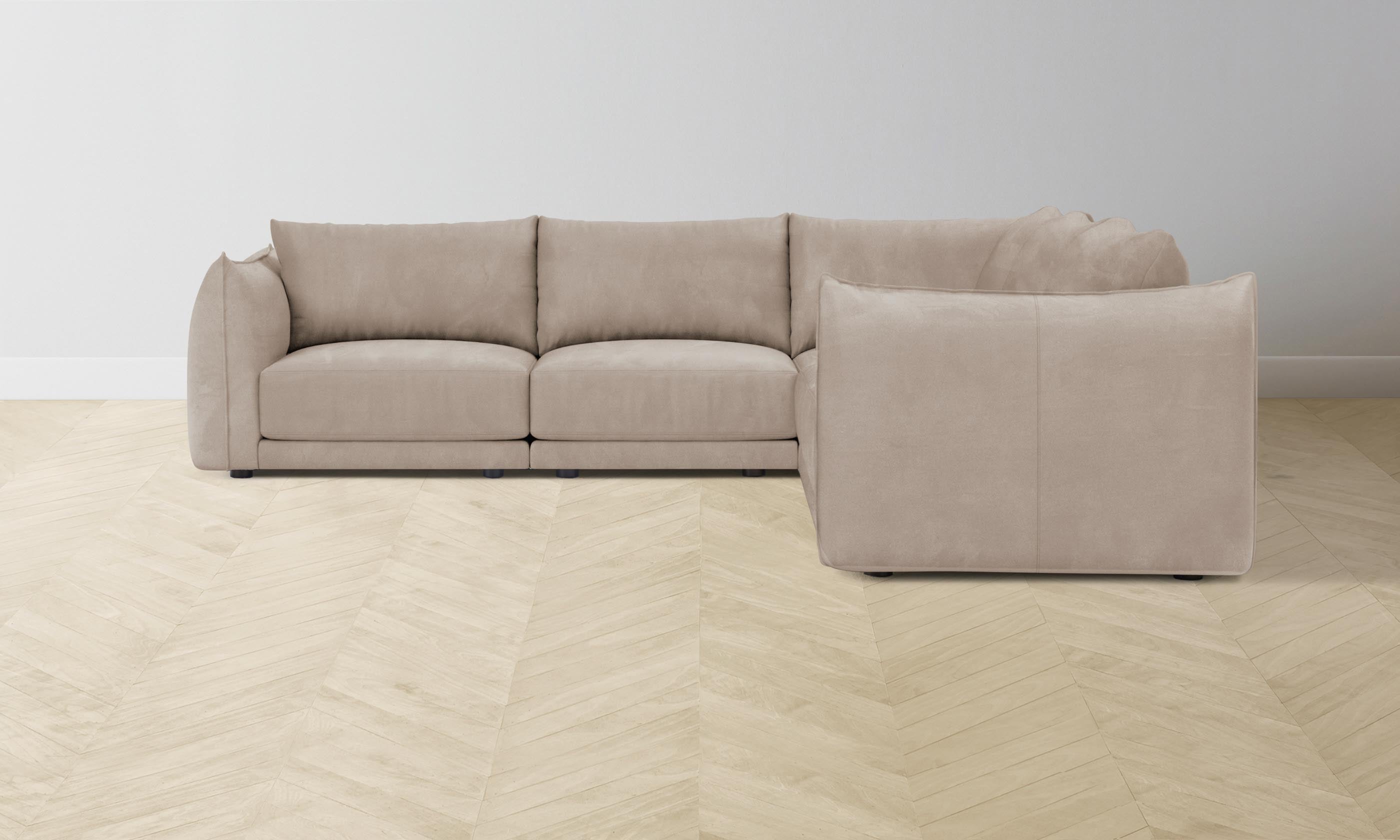 Premium Jones Modular Sectional Sofa - Genuine Nubuck Leather in Fawn Color | Perfect for Living Room, Family Room & Home Theater Comfort