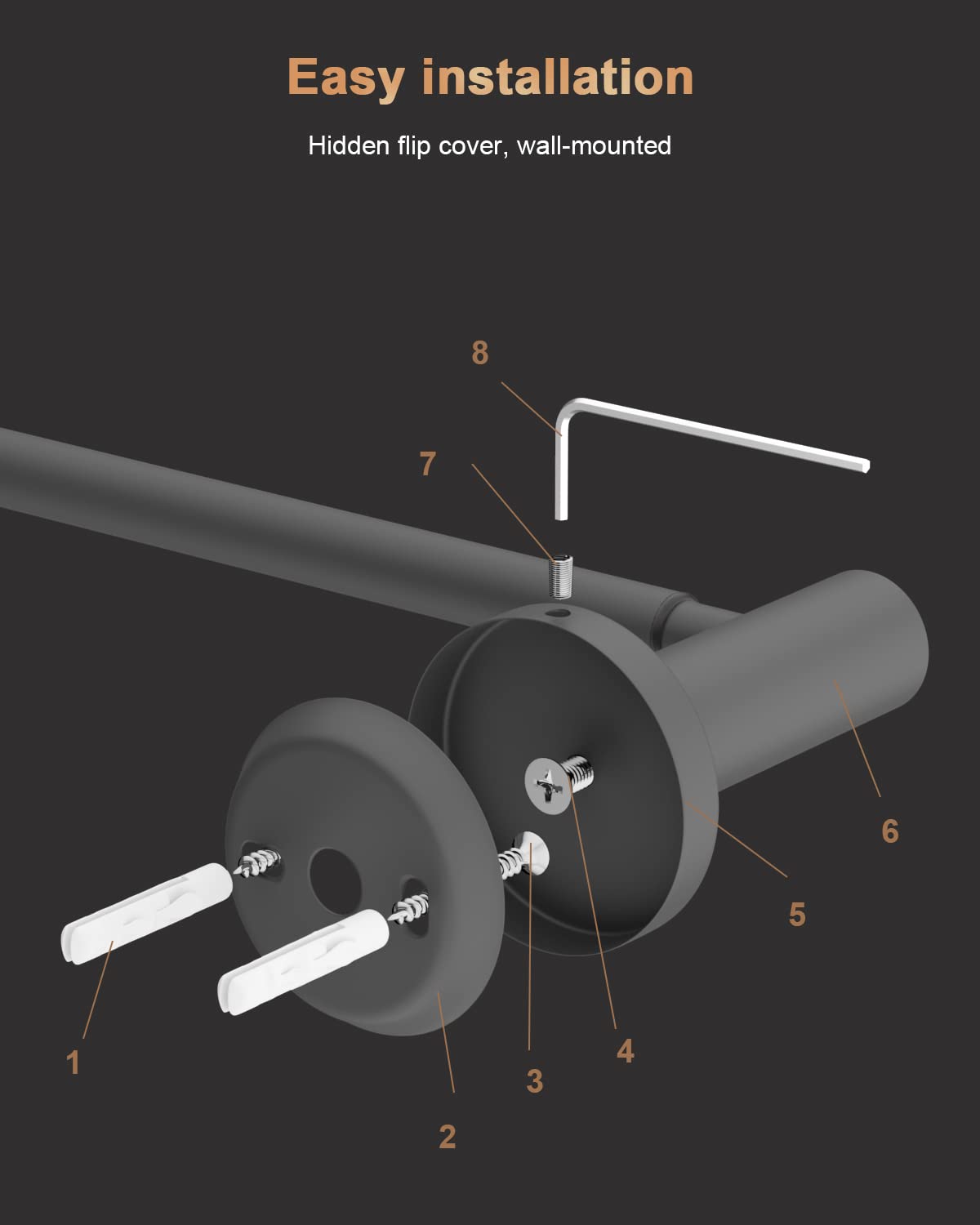 Adjustable Single Bath Towel Bar 23.6 to 42 Inch - ZUEXT Iron Gray Stainless Steel Expandable Towel Holder - Wall Mounted Towel Rail for Bathroom, Kitchen, Washroom - 1