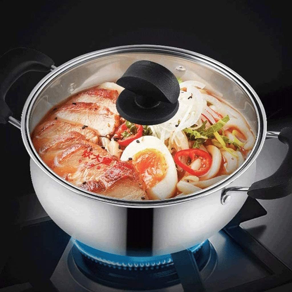Stainless Steel Wok Milk Pot - 20cm Small Soup & Stew Pot for Gas & Induction Cookers - Durable Thickened Design for Home Cooking (Perfect for Soups, Stews & Milk Heating)