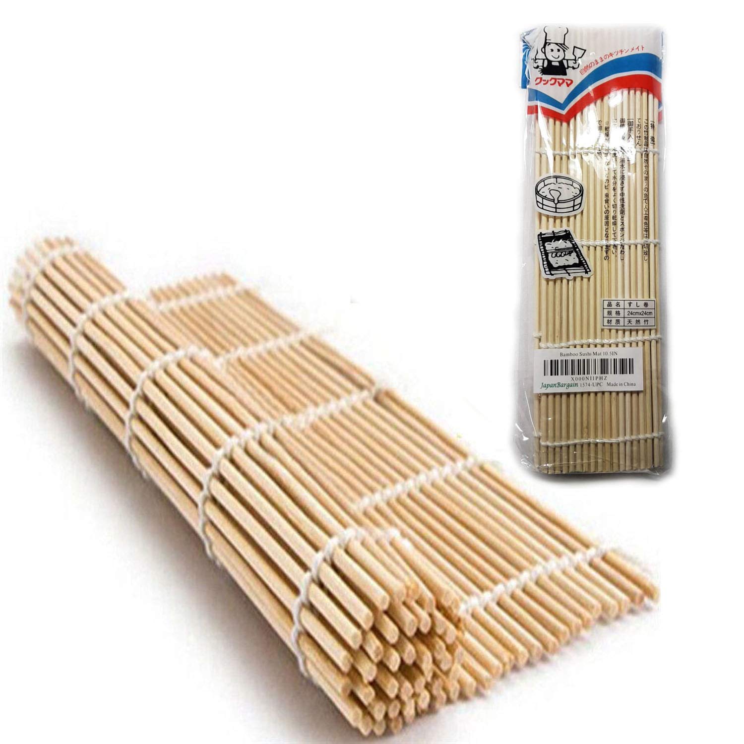 JapanBargain 1574 - 10.5 Inch Square Bamboo Sushi Rolling Mat for Homemade Sushi - 1 Pack - Perfect for Sushi Making at Home, Parties & Japanese Cuisine Lovers