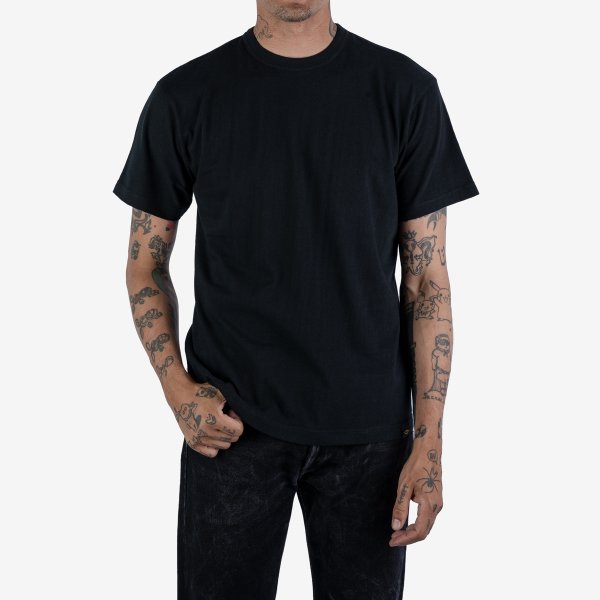 Iron Heart IHT 1610L BLK 6.5oz Loopwheel Crew Neck T-Shirt - Premium Long Body Cotton Tee for Men | Casual Wear, Street Style & Layering