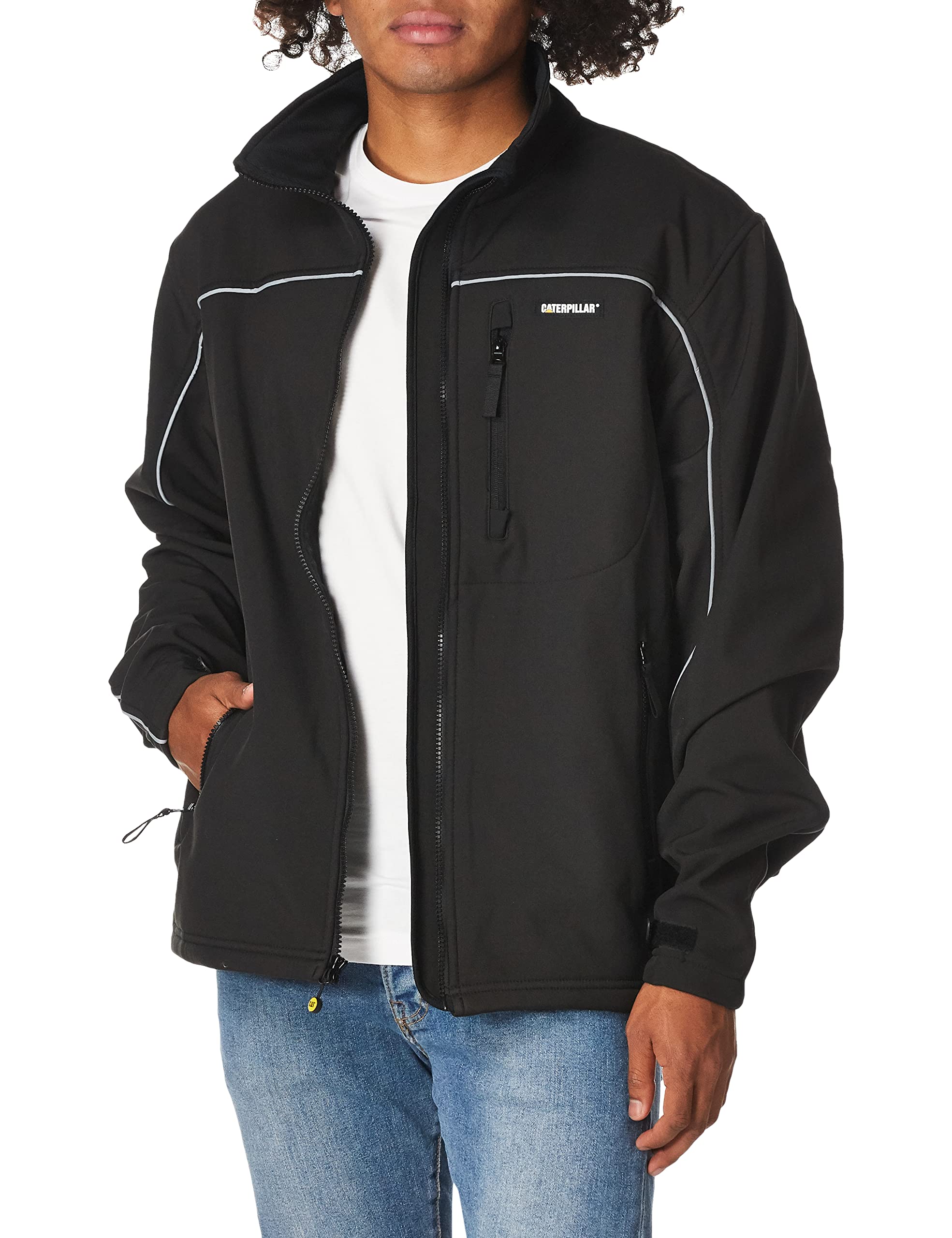 CAT Men's Soft Shell Jacket - Waterproof Windproof Fleece Lined Jacket for Outdoor Work & Hiking (Regular & Big & Tall Sizes) - Perfect for Construction, Camping & Winter Activities