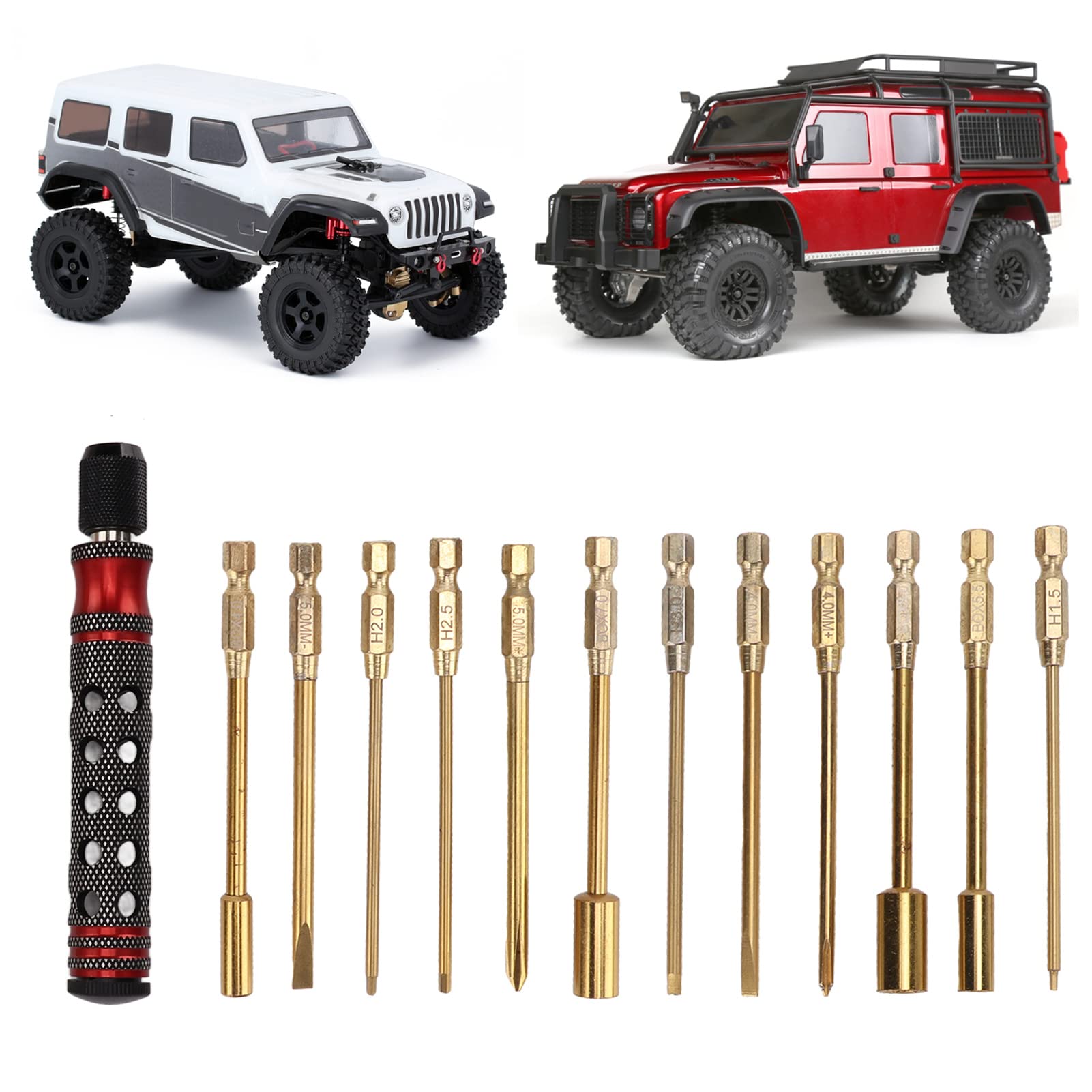 12-in-1 Detachable RC Screwdriver Set - Red Handle Repair Tool Kit for RC Cars, Drones & Model Vehicles - Perfect for Hobbyists & DIY Enthusiasts