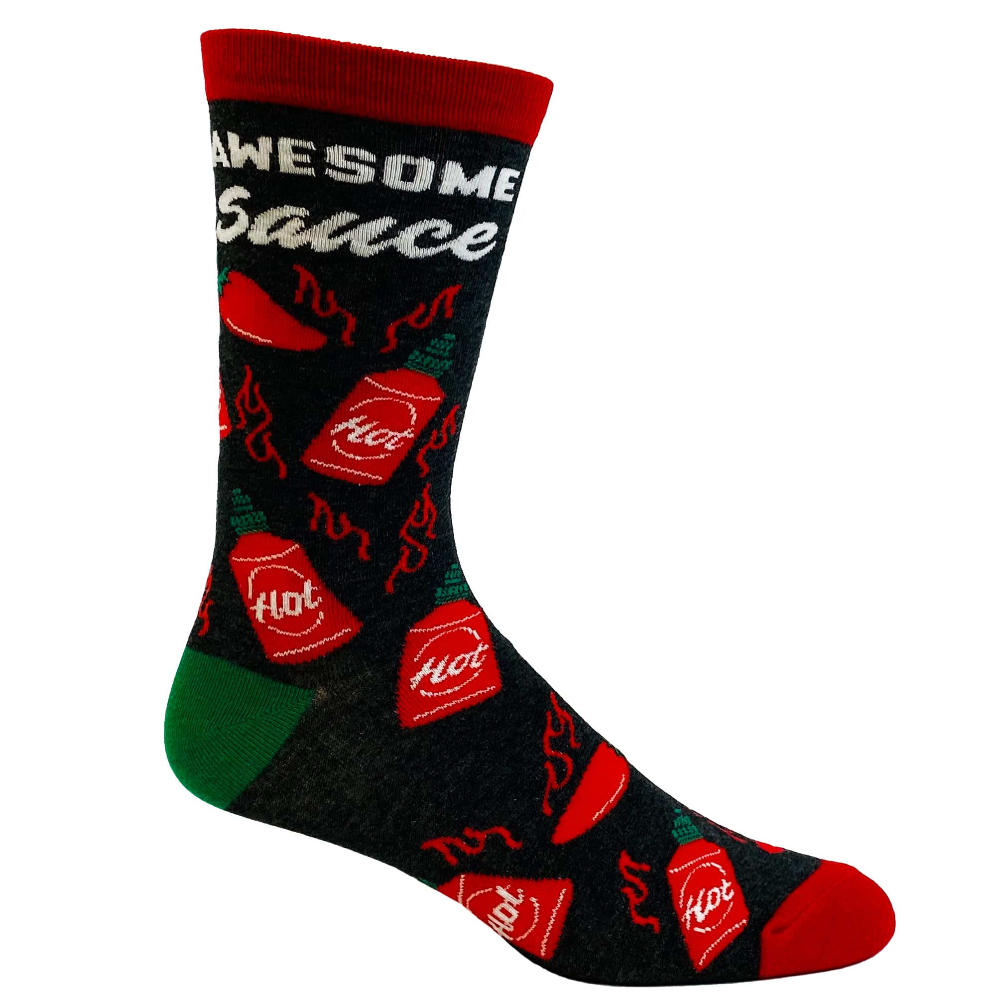 Funny Spicy Hot Sauce Lover Socks for Women - Crazy Dog T-Shits Novelty Graphic Footwear - Perfect for Cooking Enthusiasts & Hot Sauce Fans