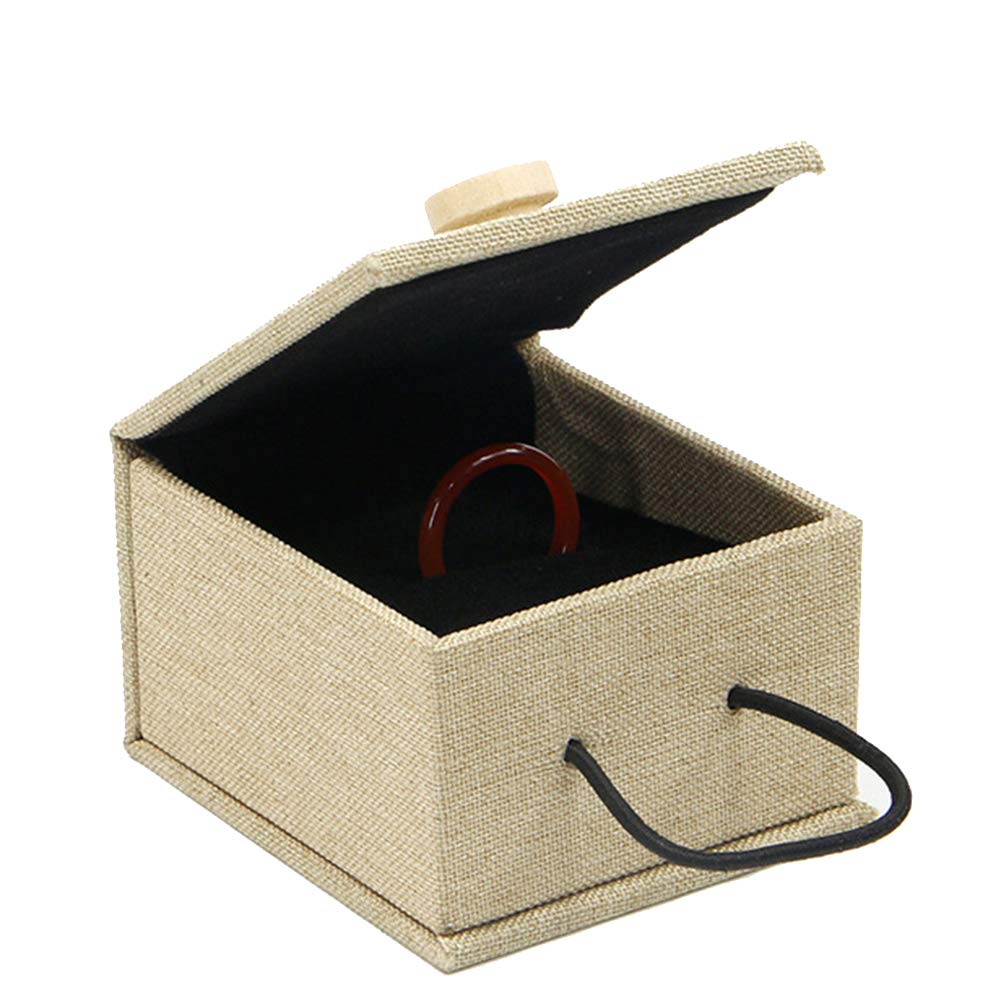 Vintage Linen & Wooden Buckle Jewelry Box - Elegant Ring Bracelet Bead Storage Organizer with Dustproof Design | Perfect for Gift Giving, Travel & Home Jewelry Organization