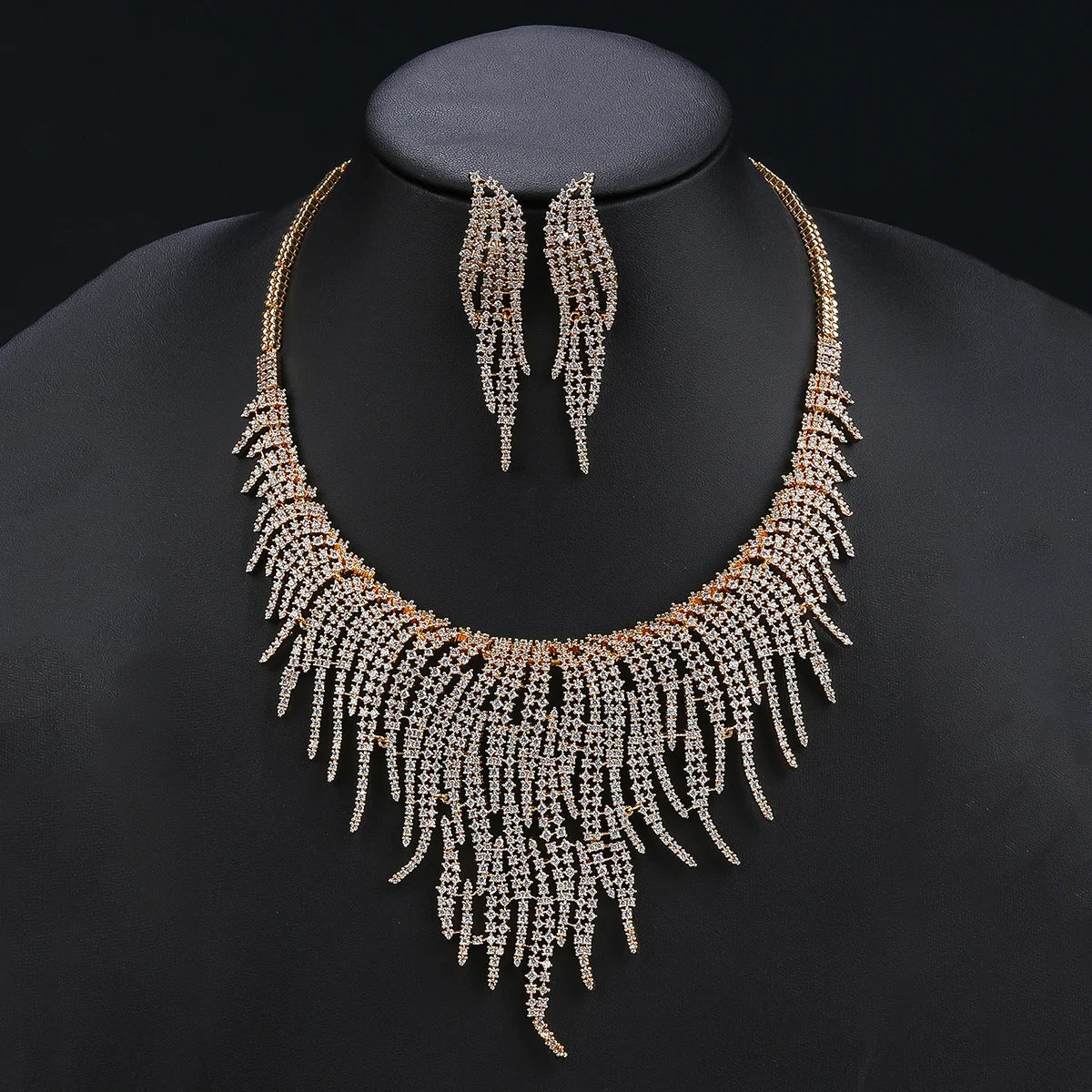 Luxury Cubic Zirconia Statement Necklace & Earrings Set for Women - Elegant Wedding, Party, Prom Jewelry - Perfect for Bridal, Evening Events & Special Occasions