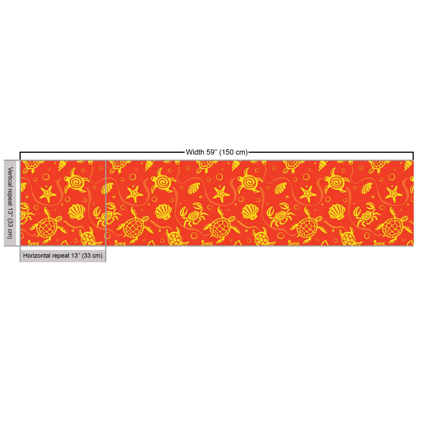 Ambesonne Orange Fabric by The Yard - Swimming Turtles & Crabs with Seashells, Bubbles & Starfish Tropical Print - Decorative Upholstery Fabric for Sofa, Curtains & Home Decor (10 Yards, Burnt Orange) - Perfect for Beach House Decor, Coastal Living Room & Nautical Themed Bedrooms