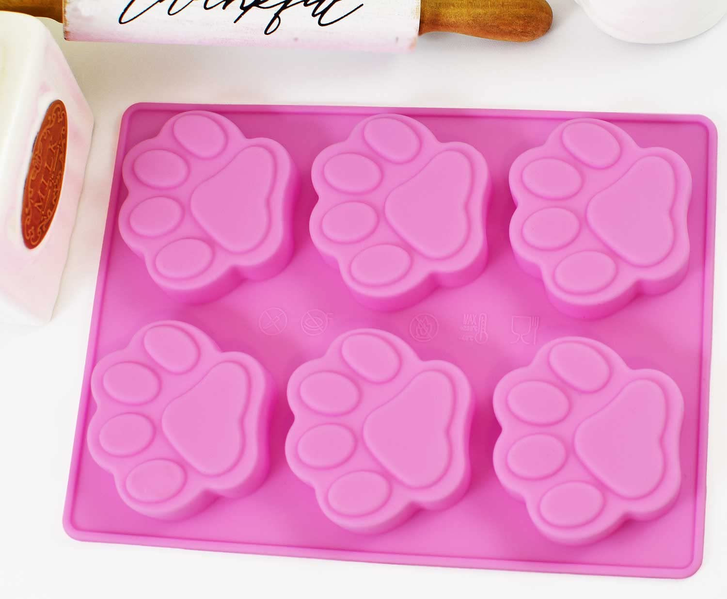 2 Pack Reusable Silicone Dog Treat Molds - Paw Shaped Baking Molds for Homemade Dog Cookies, Microwave & Freezer Safe, Easy Clean (Perfect for DIY Dog Treats, Birthday Parties & Dog Training Rewards)