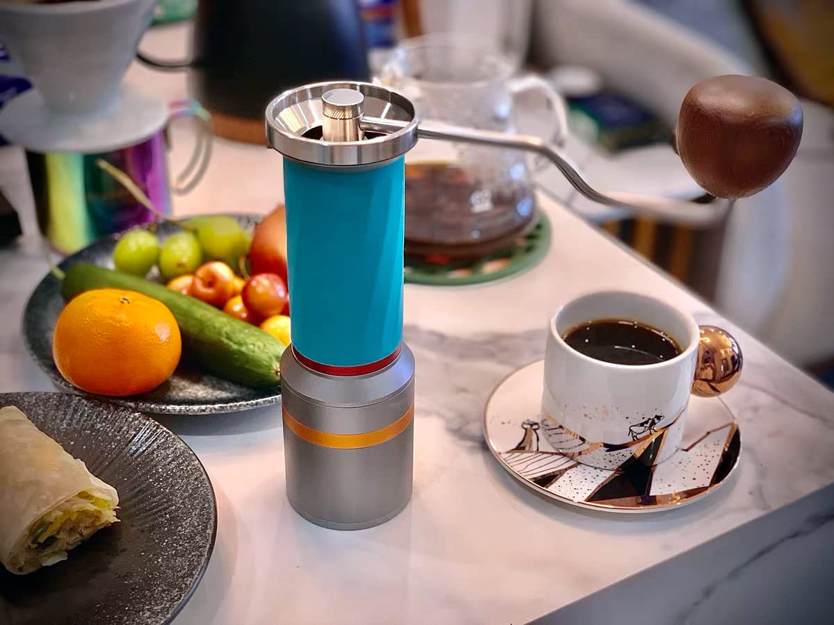 Premium Manual Coffee Grinder with Dual Stainless Steel Conical Burrs - Adjustable Coarse to Fine Grind Settings, 35g Magnetic Catch Cup - Perfect for Home, Office & Travel Coffee Brewing