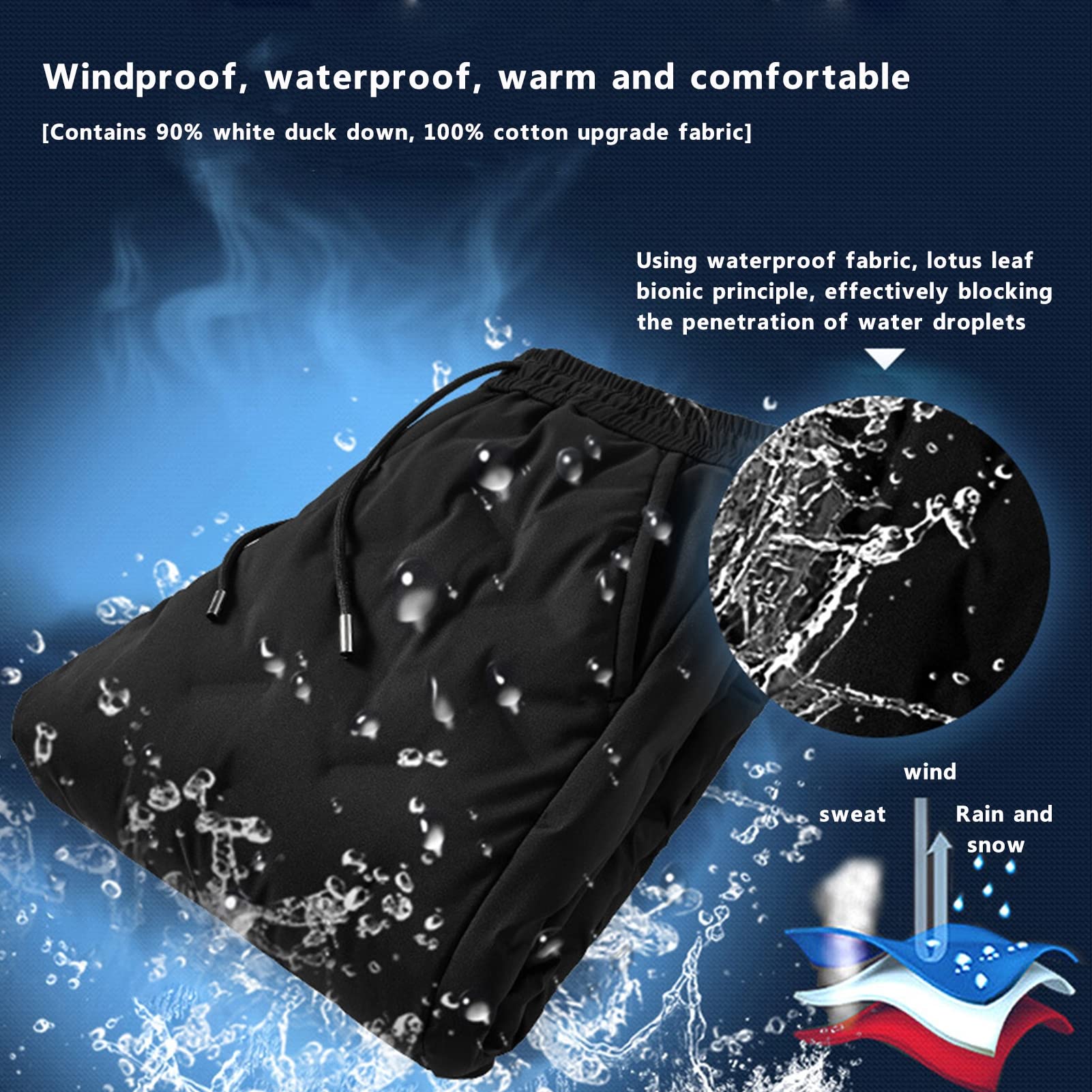 TDHLW Men's & Women's Waterproof Ski Pants - Insulated Winter Snow Pants with Windproof Technology for Skiing, Snowboarding & Outdoor Activities | Warm Down-Filled Snowsuit for Hiking & Cold Weather Adventures