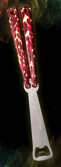 Premium Stainless Steel Balisong Bottle Opener - Durable Butterfly Knife Style Bottle Blade for Beer, Soda & Outdoor Adventures - Perfect for Camping, Parties & Everyday Use