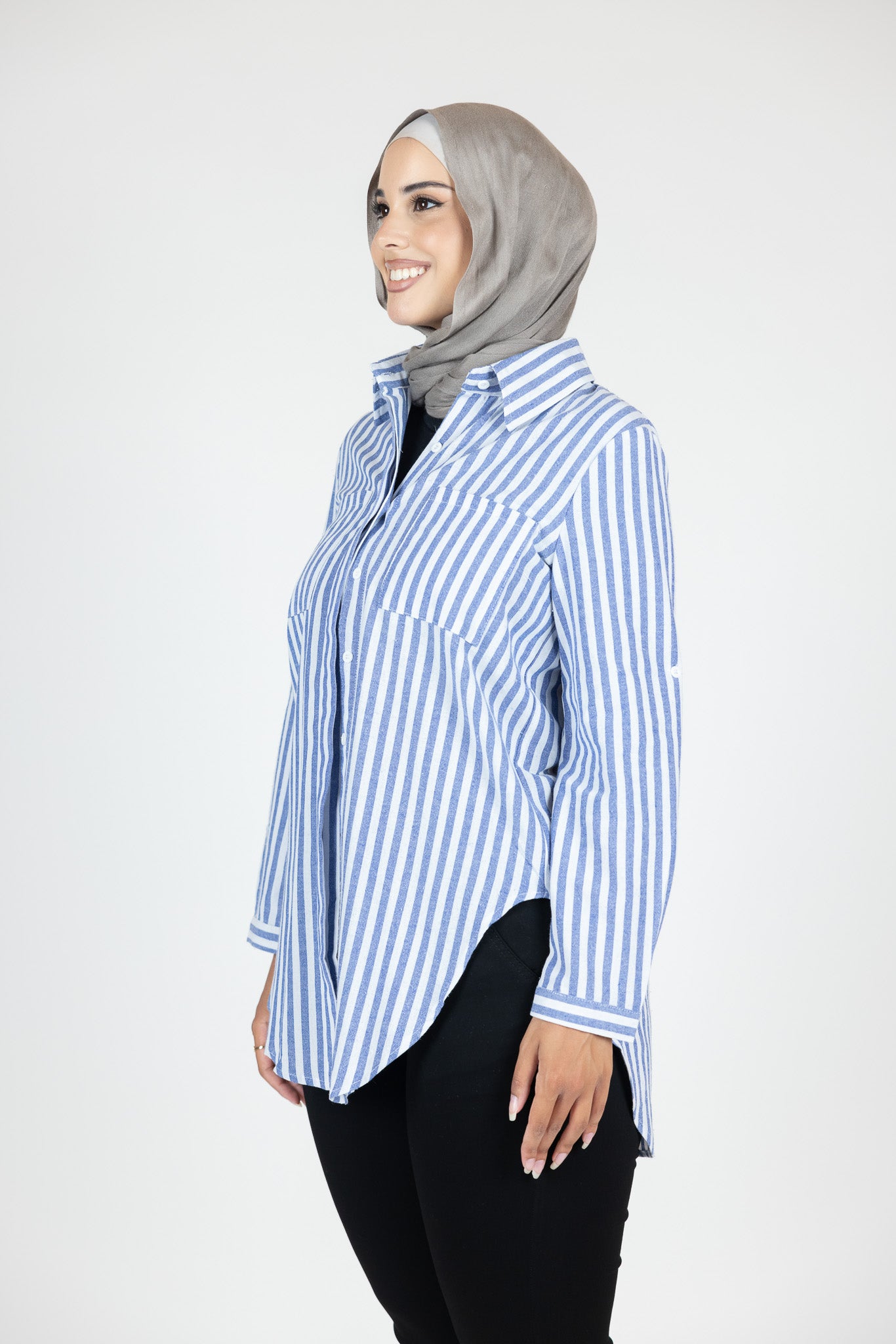 Sue Stripe Button Up Shirt for Women - Casual Long Sleeve Blouse with Classic Striped Pattern - Perfect for Office, Dating & Everyday Wear