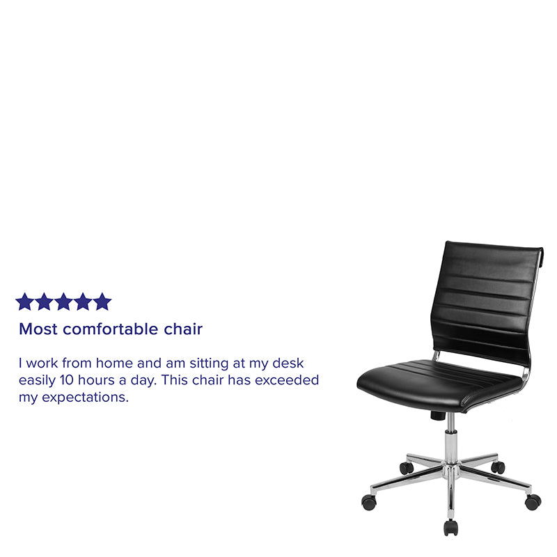 FLASH Hansel Mid Back Executive Office Chair - White LeatherSoft Upholstery, Ergonomic Swivel Design for Home & Office Workspace - Perfect for Desk Work, Conference Rooms & Professional Environments