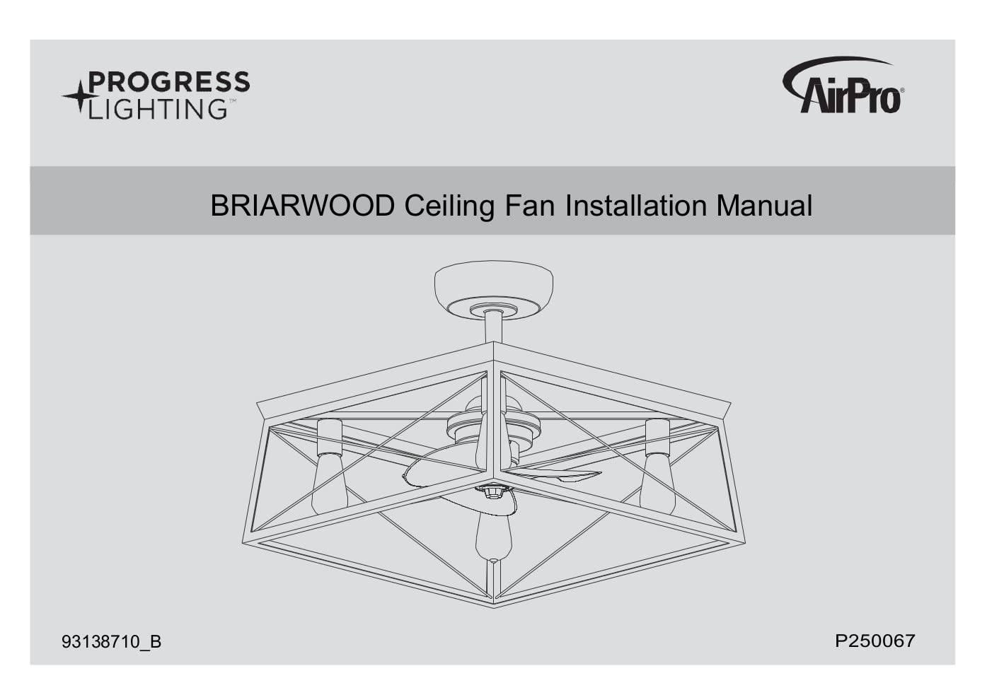 Briarwood Collection 22-Inch 3-Blade Farmhouse Ceiling Fan with AC Motor in Graphite - Perfect for Living Room, Bedroom, and Outdoor Covered Porch
