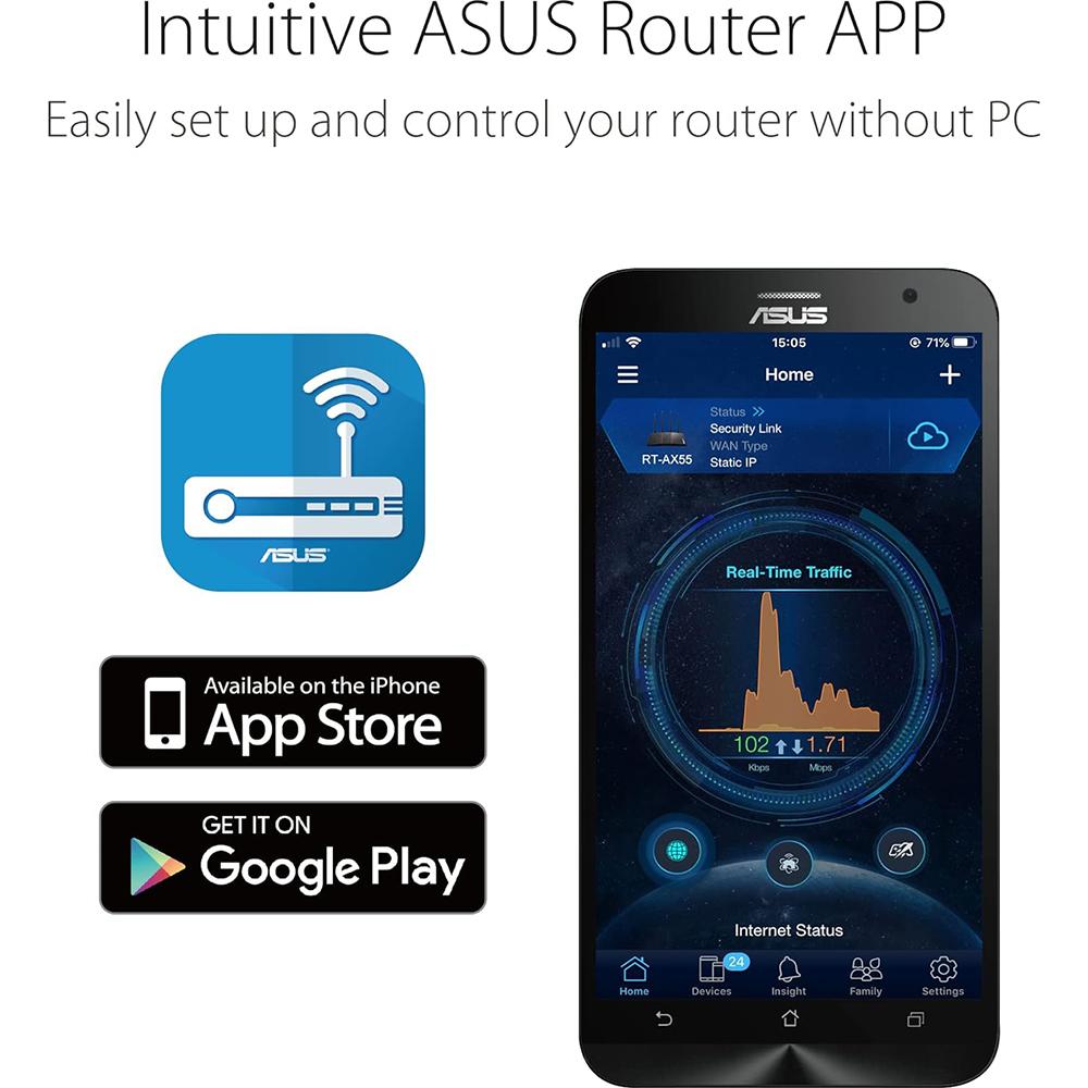 ASUS RT-AX1800S Dual-Band WiFi 6 Router | High-Speed Wireless Internet | 4K Streaming & Gaming | Easy Setup | Secure Home Network for Smart Devices