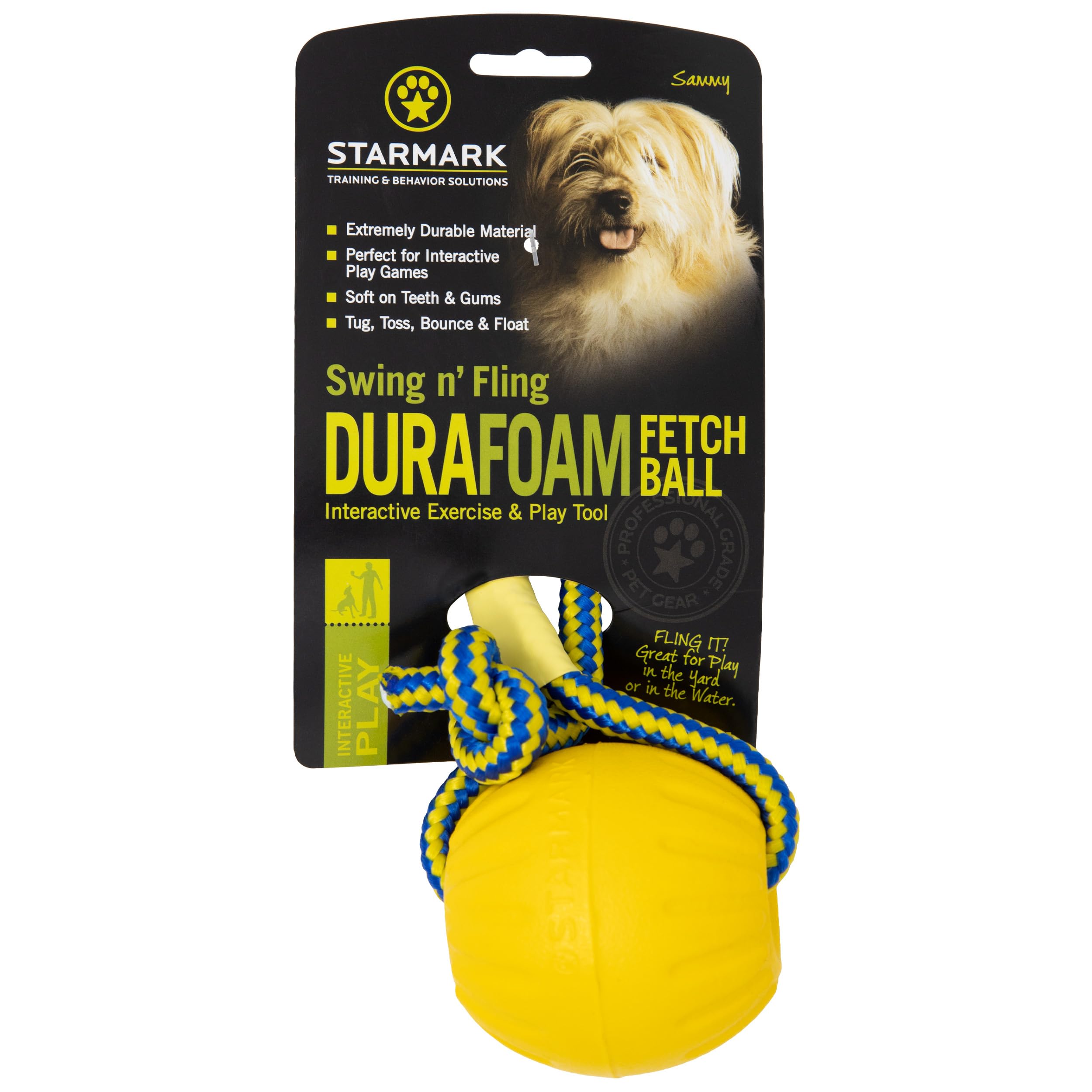 Starmark Swing 'n Fling DuraFoam Ball Dog Toy - Medium Size, Durable Chew Toy for Active Dogs - Perfect for Fetch, Training & Outdoor Play