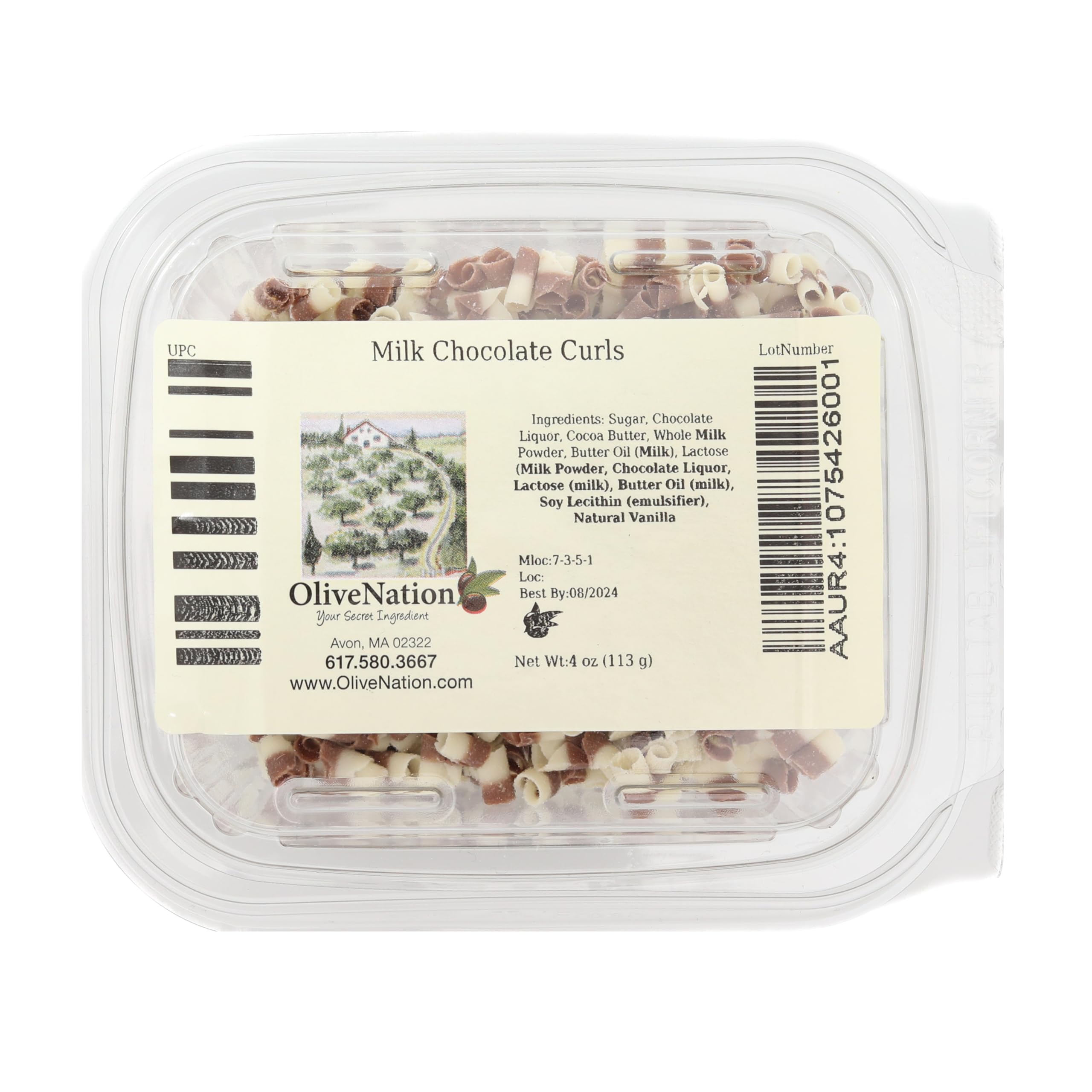 OliveNation Striped Milk & White Chocolate Curls - 5 lbs | Real Chocolate Decorations for Baking, Non-GMO, Gluten Free | Perfect for Cake Topping, Cupcake Garnish & Dessert Decorations