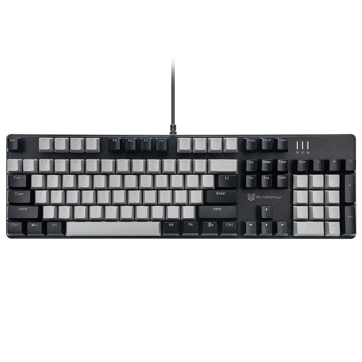 Blue Switch Mechanical Gaming Keyboard - 104 Key US Layout Wired Keyboard with Hot Swappable & Silent Switches (Black/Grey) - Perfect for PC Gaming, Typing & Office Work